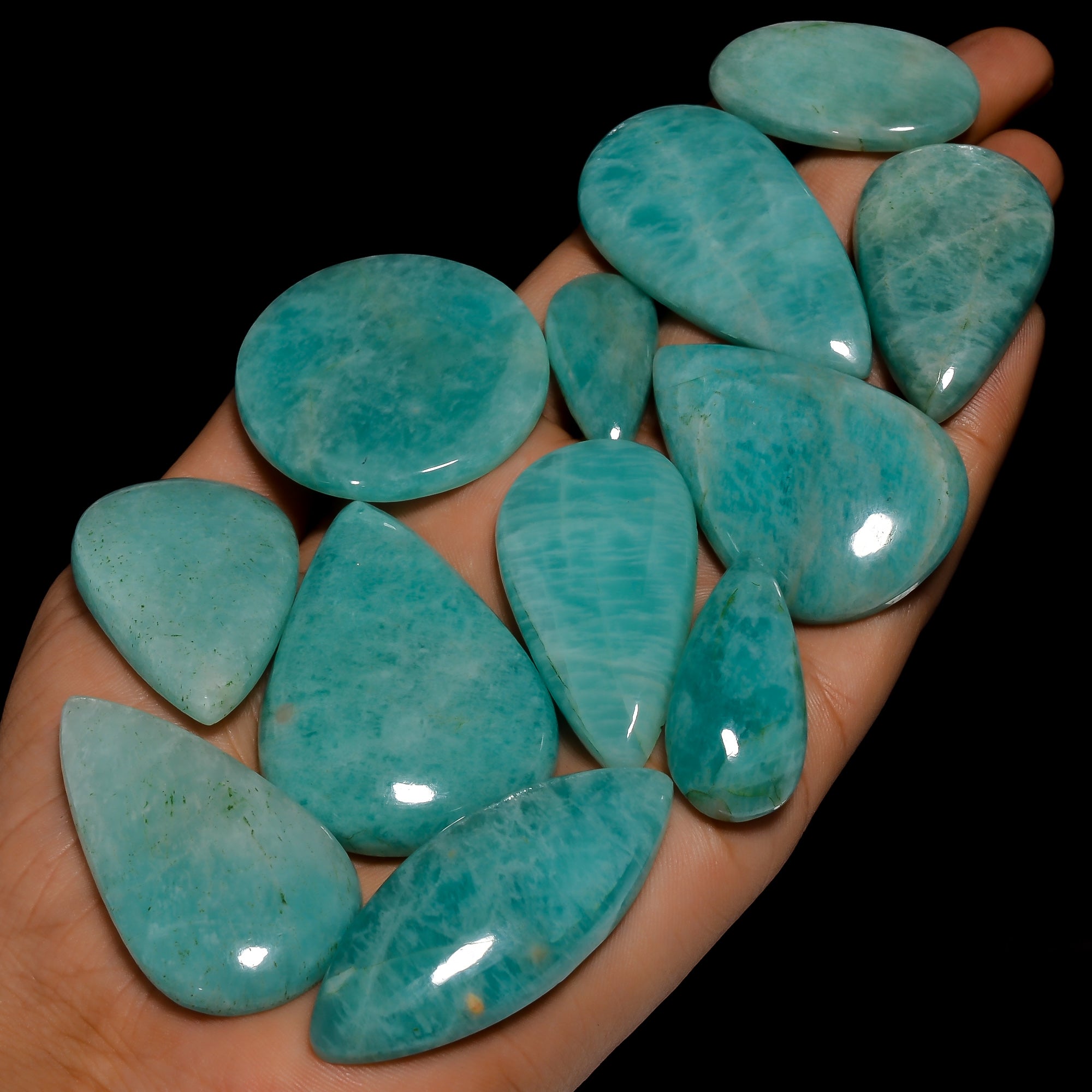Amazonite Cabochon Wholesale Lot By Weight With Different Shapes And Sizes Used For Jewelry Making Supply