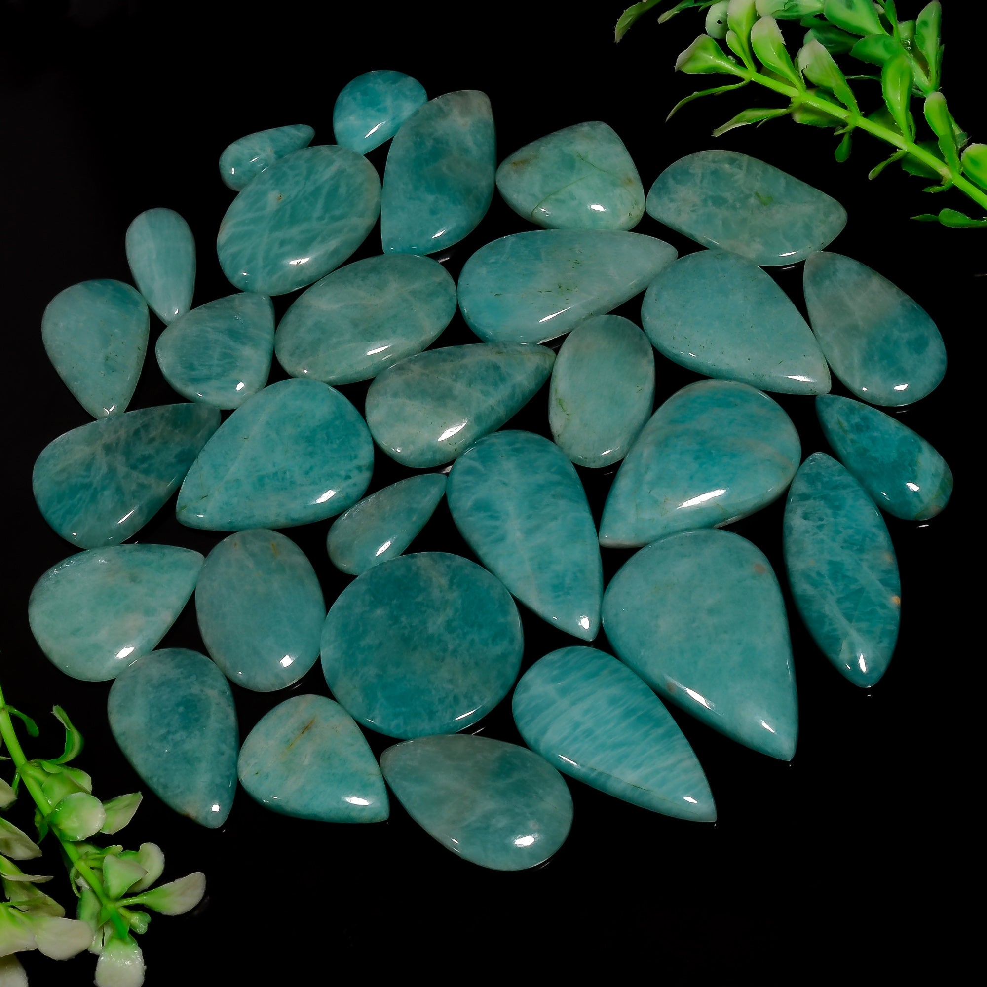Amazonite Cabochon Wholesale Lot By Weight With Different Shapes And Sizes Used For Jewelry Making Supply