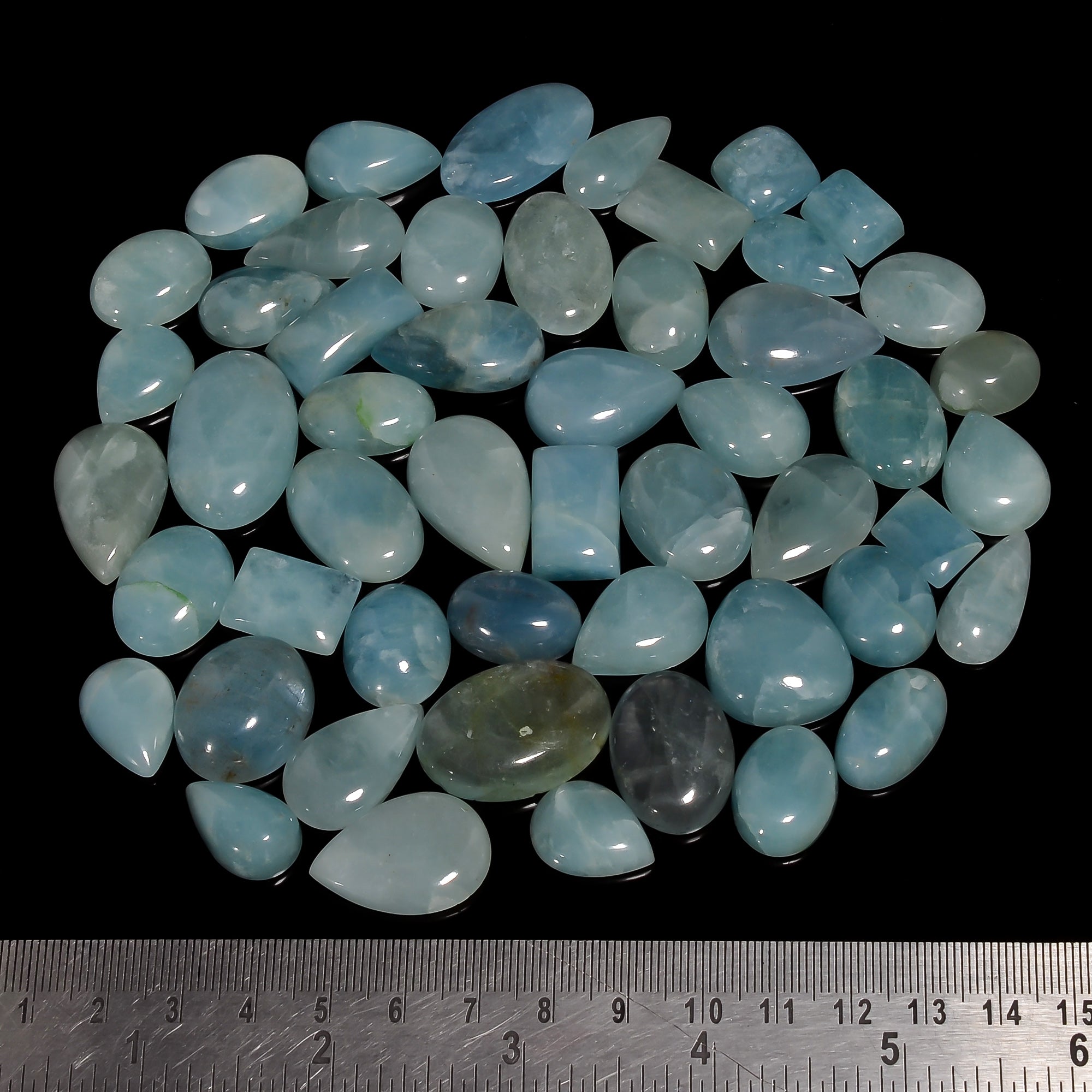 Natural Aquamarine Cabochon Gemstone Mix Shape Aquamarine Cabs Flat Back Gemstone Blue Color Aquamarine Cabochon Gemstone