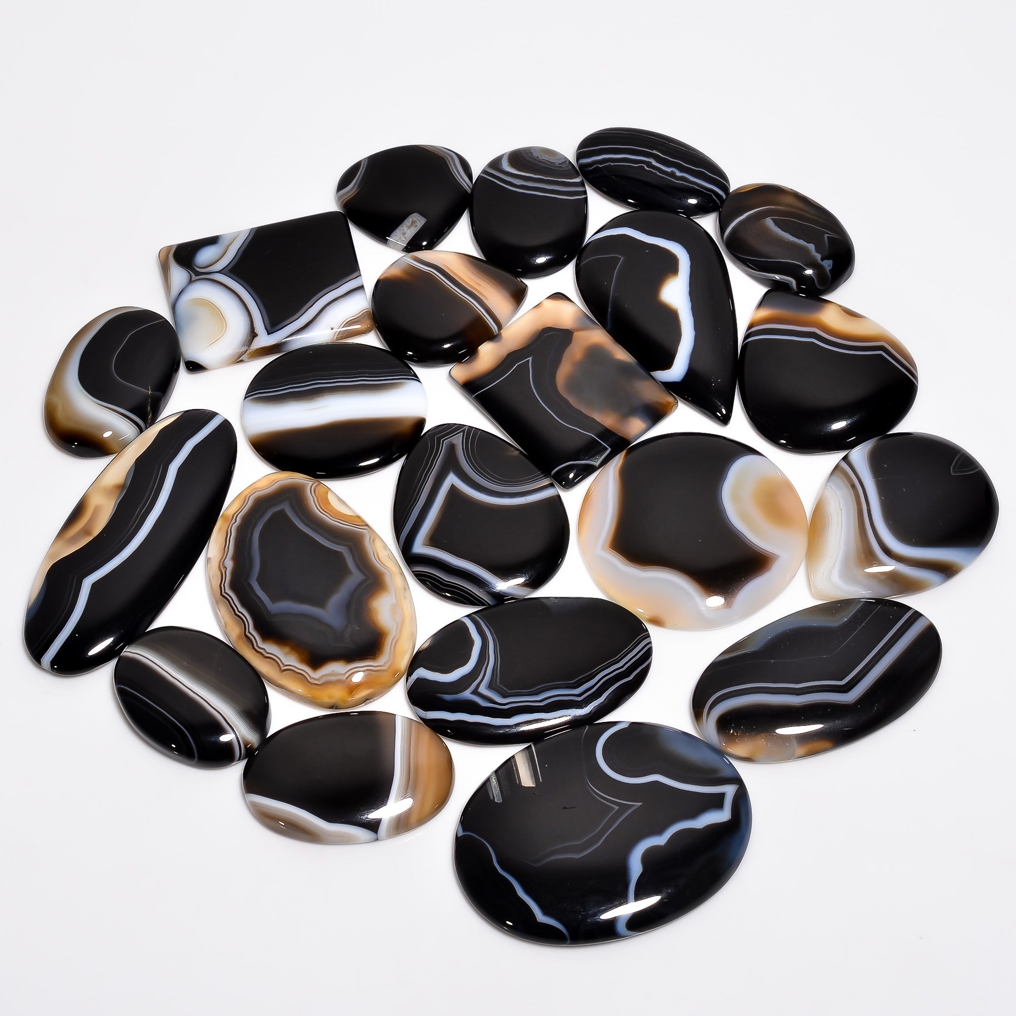Black Banded Agate Gemstone cabochon for sale Wholesale lot available