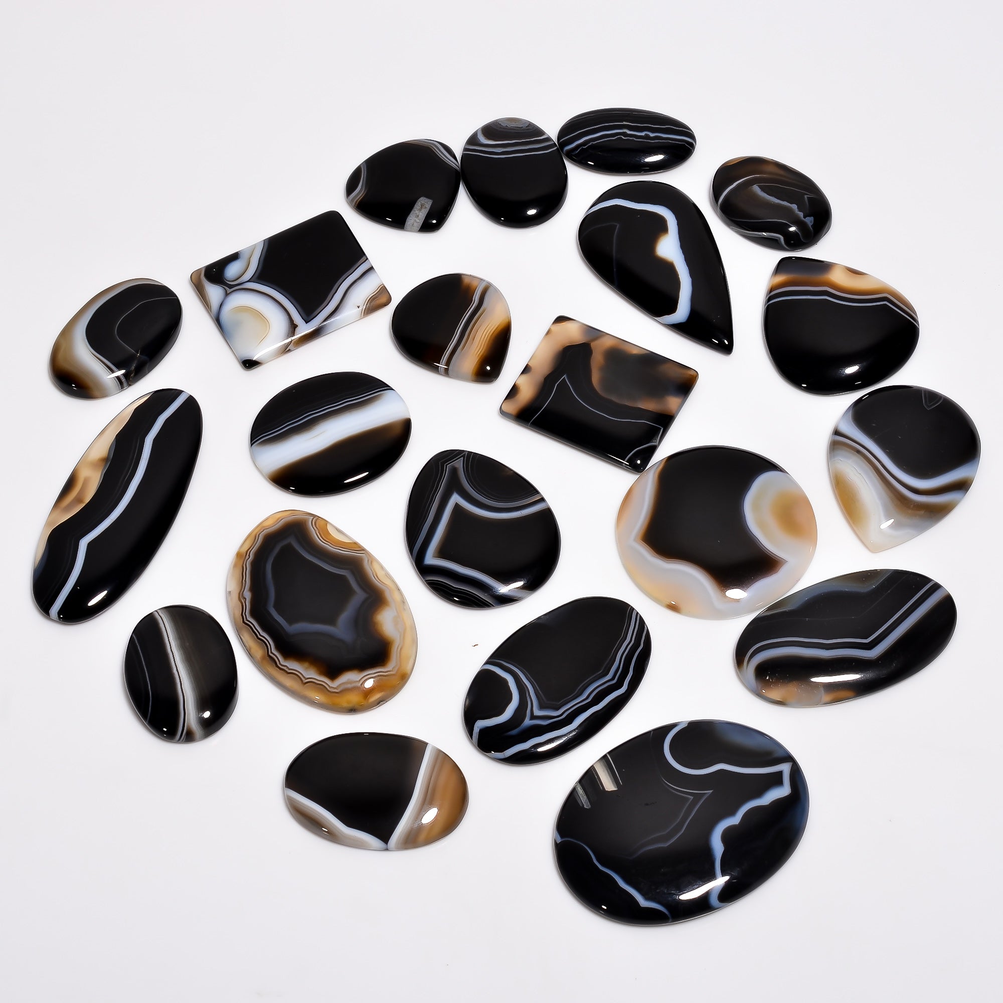 Black Banded Agate Gemstone cabochon for sale Wholesale lot available