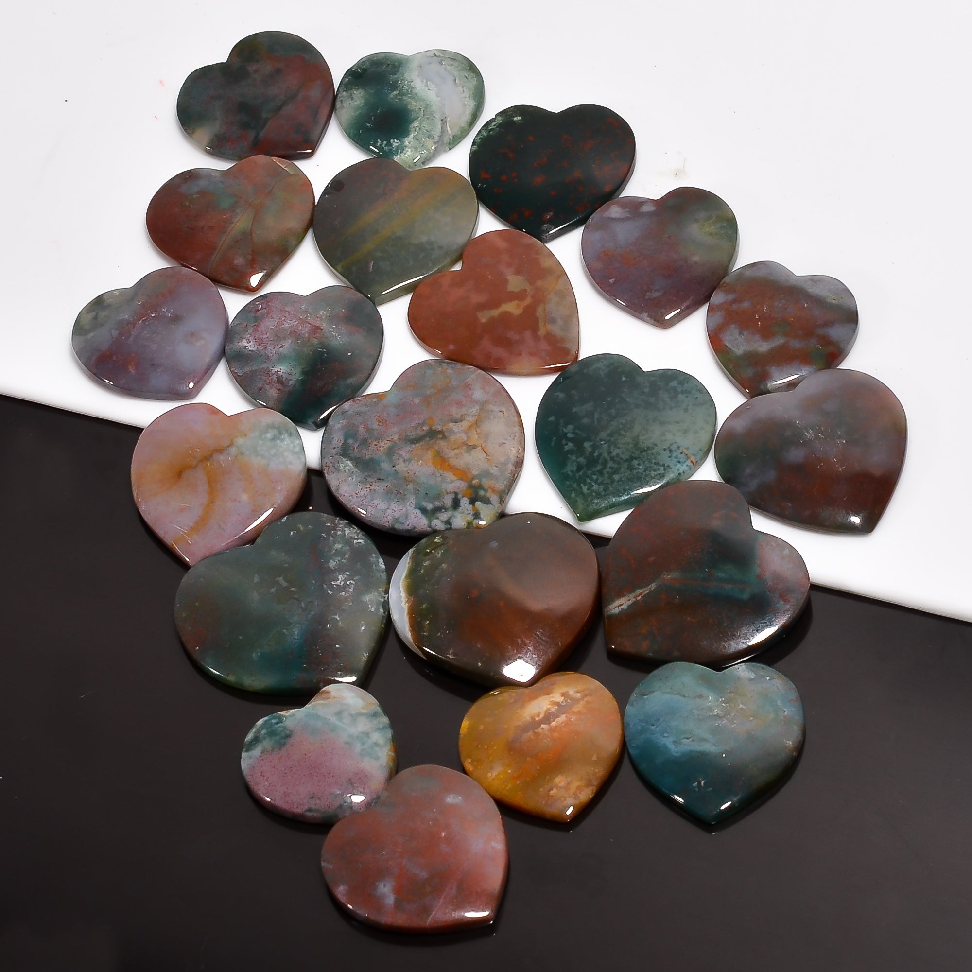 Bloodstone Jasper Wholesale Gemstone Cabochon Lot – Mixed Shapes & Sizes