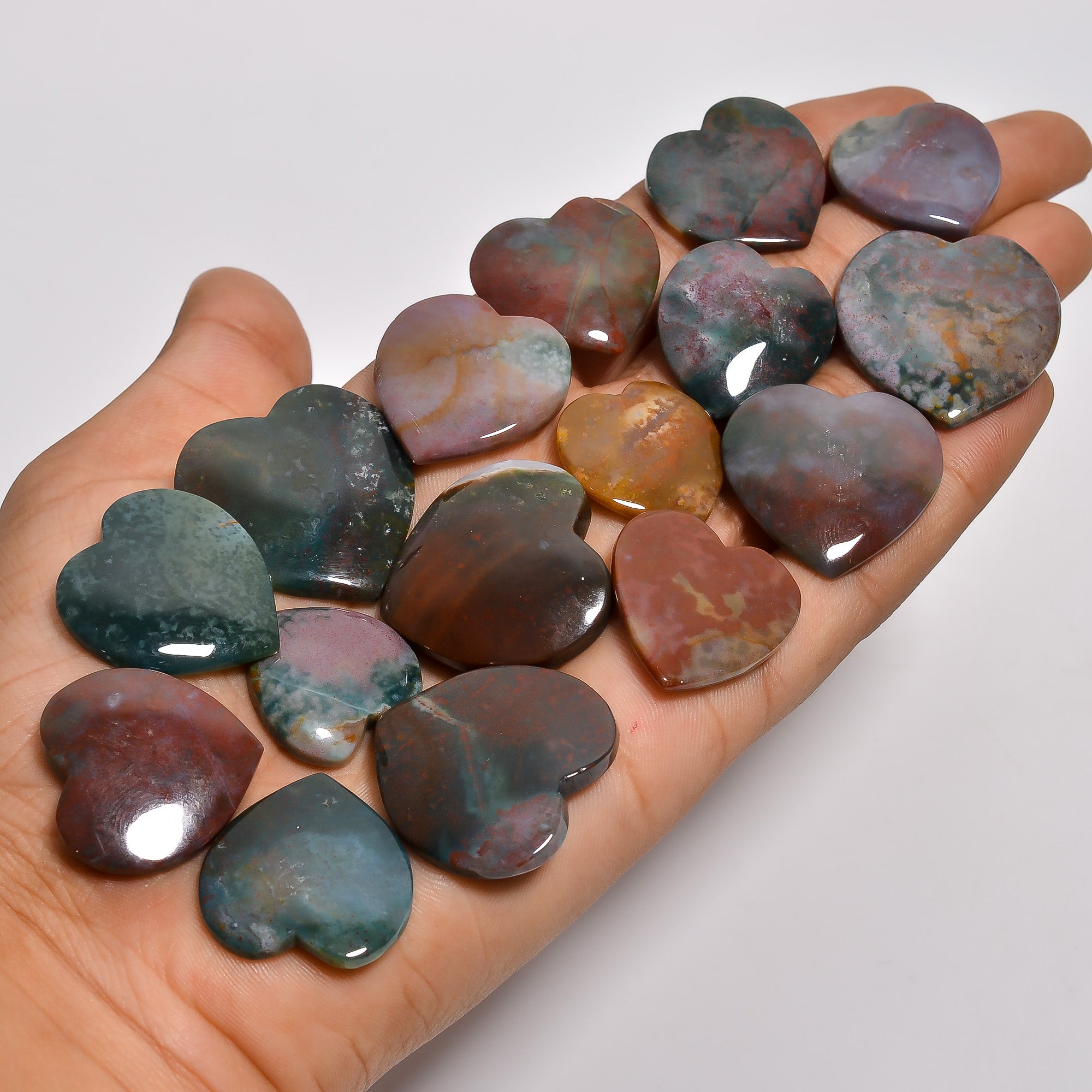 Bloodstone Jasper Wholesale Gemstone Cabochon Lot – Mixed Shapes & Sizes