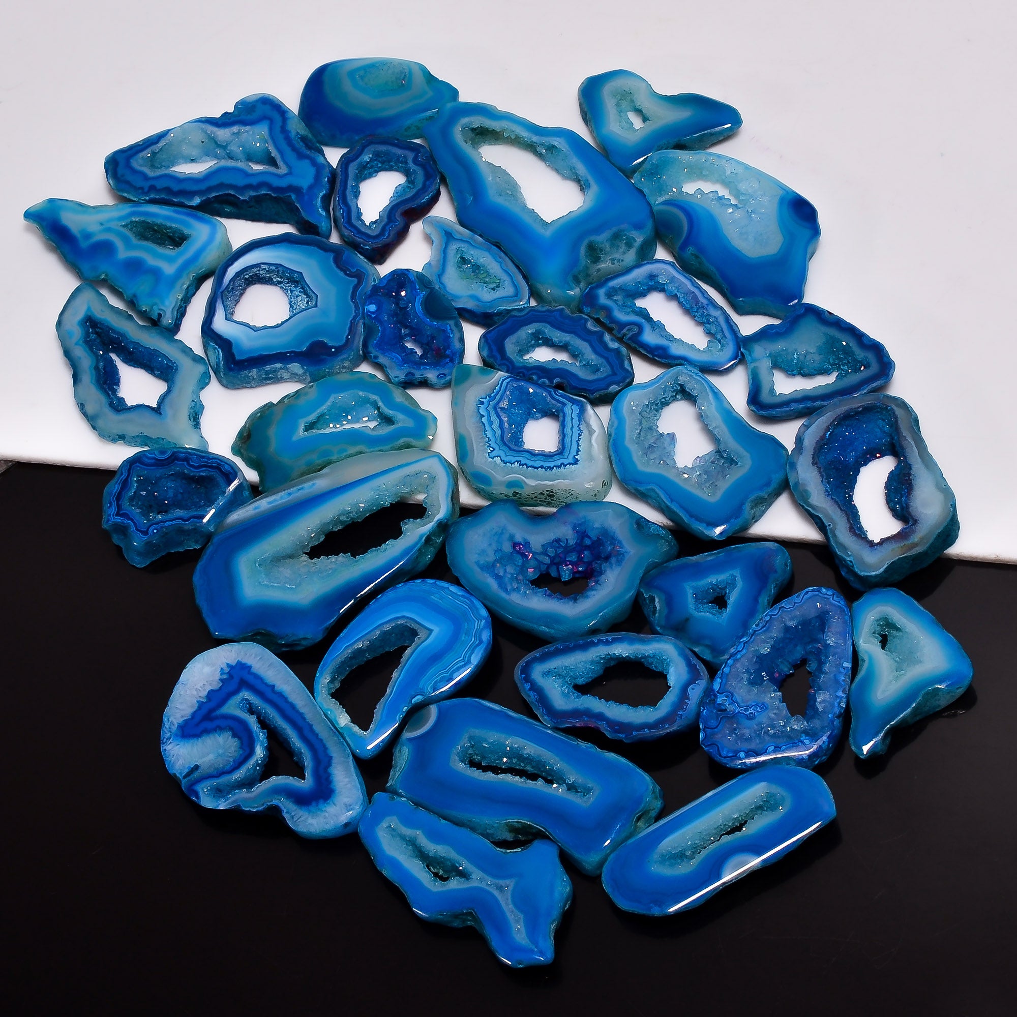 Blue Agate Druzy Gemstone Wholesale Lot 100% Natural