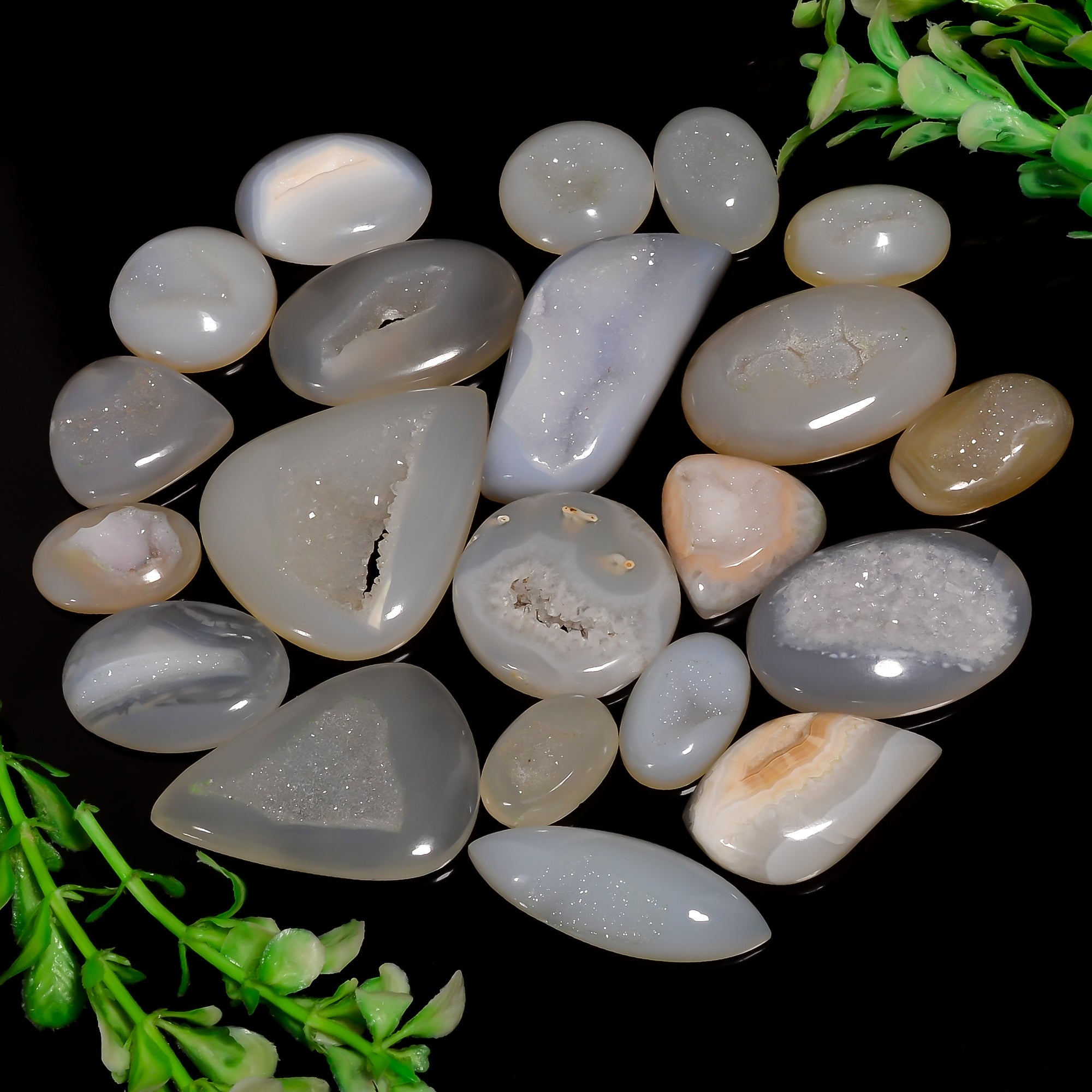 Wholesale Mix Shapes – Natural Botswana Agate Druzy Cabochons for Jewelry Production