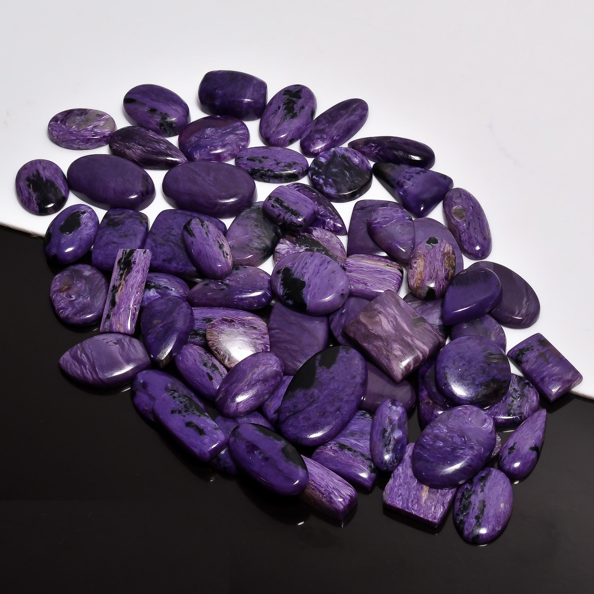 Natural Charoite Cabochons in Bulk – Wholesale Gemstone Lot for Designers