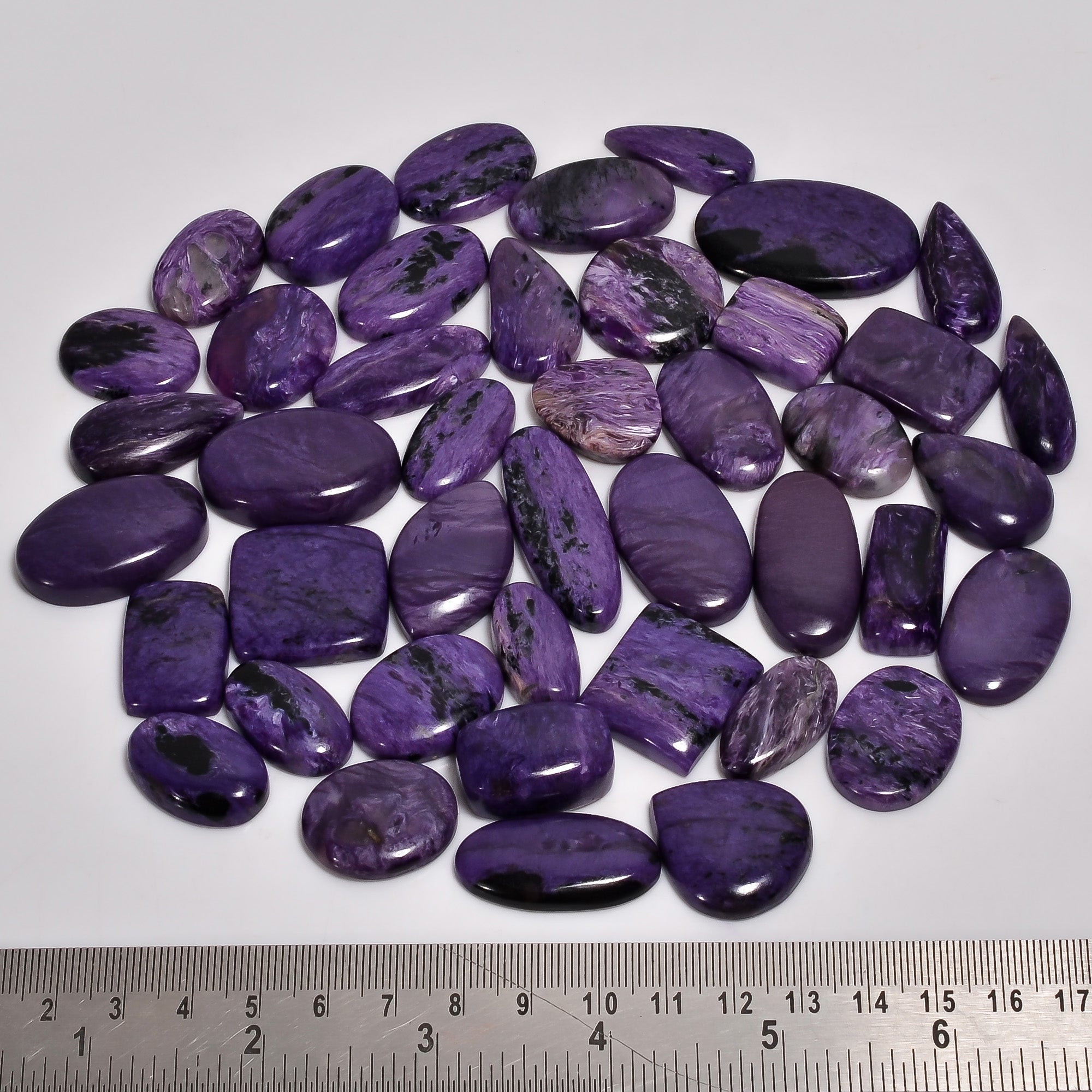 Natural Charoite Cabochons in Bulk – Wholesale Gemstone Lot for Designers