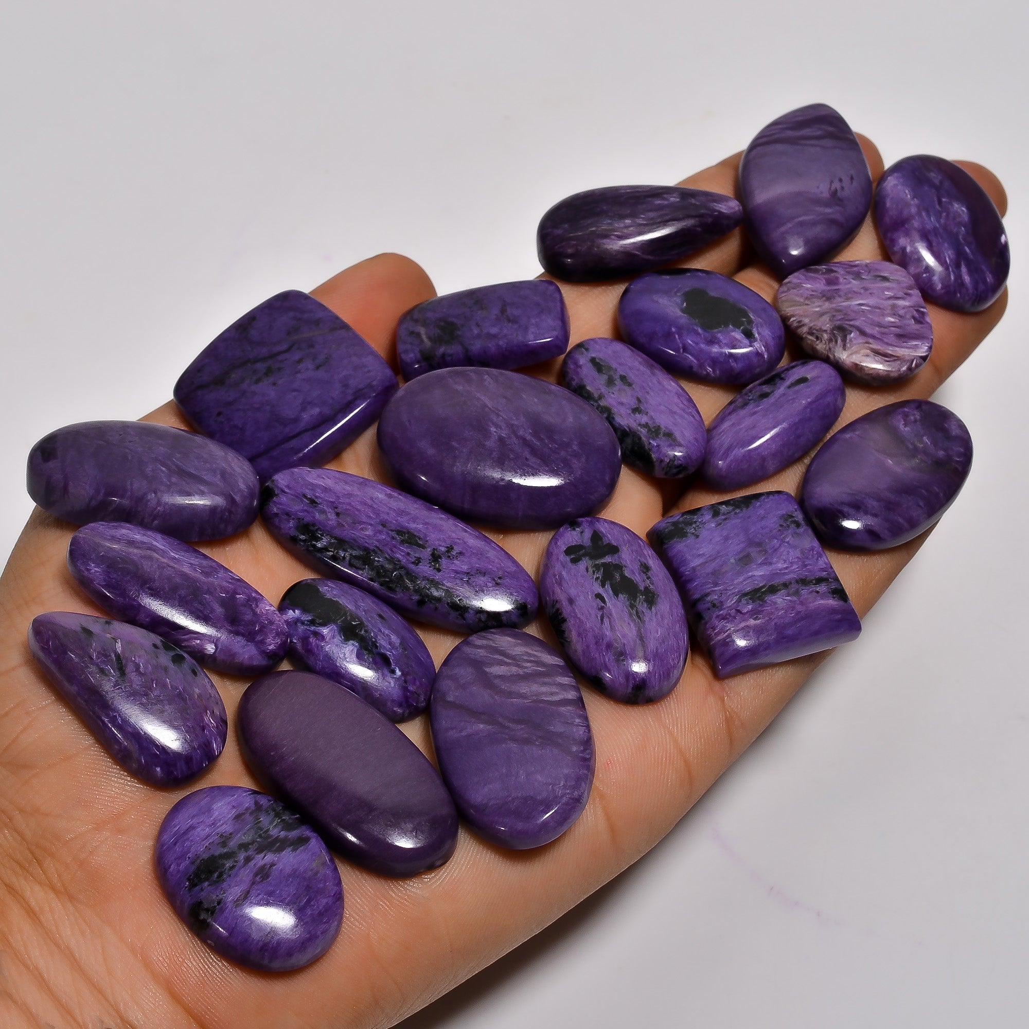 Natural Charoite Cabochons in Bulk – Wholesale Gemstone Lot for Designers