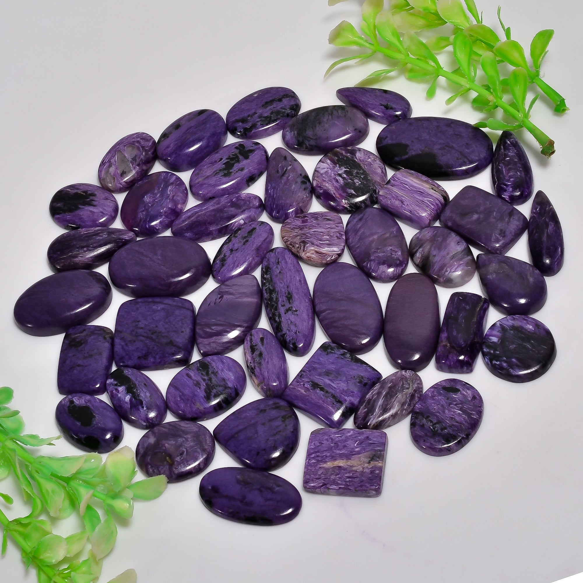 Natural Charoite Cabochons in Bulk – Wholesale Gemstone Lot for Designers