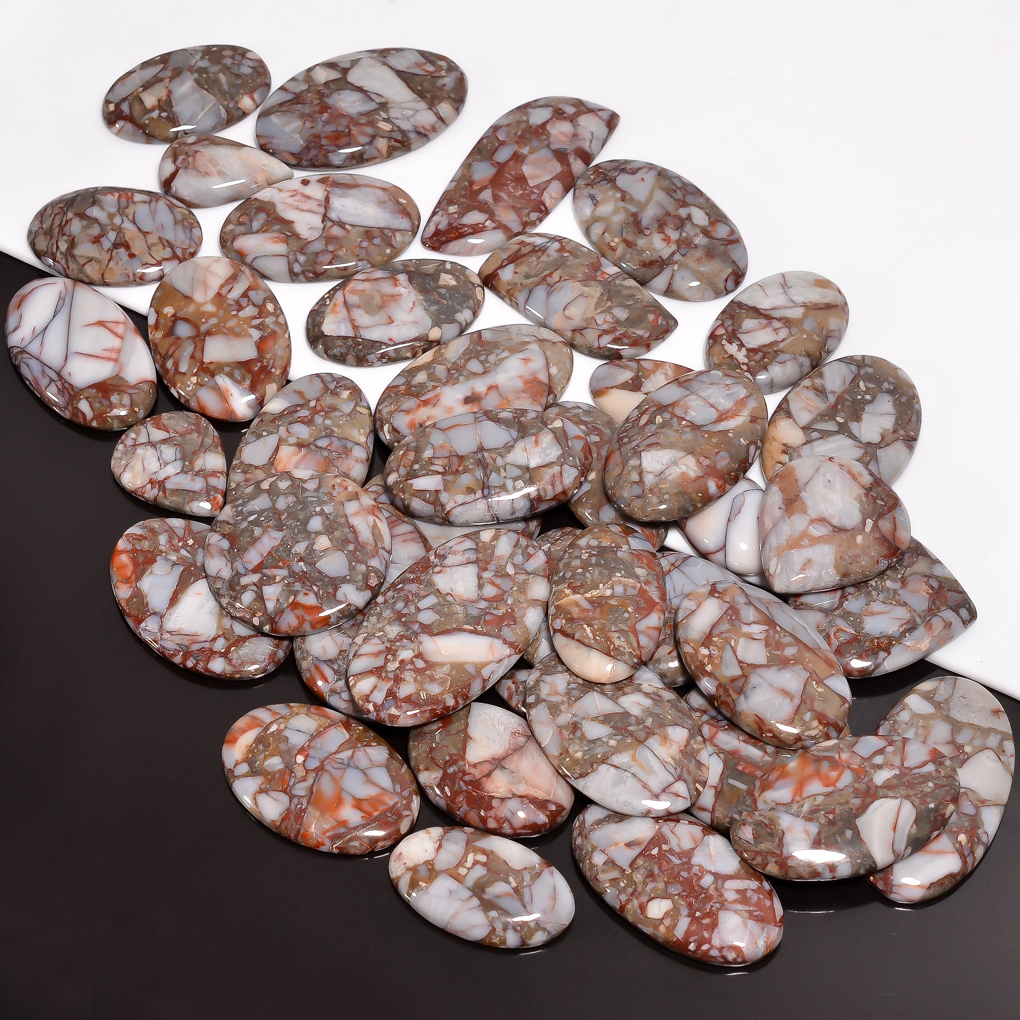 Natural Chert Breccia Cabochon Lot – Wholesale Gemstones for Jewelry Business