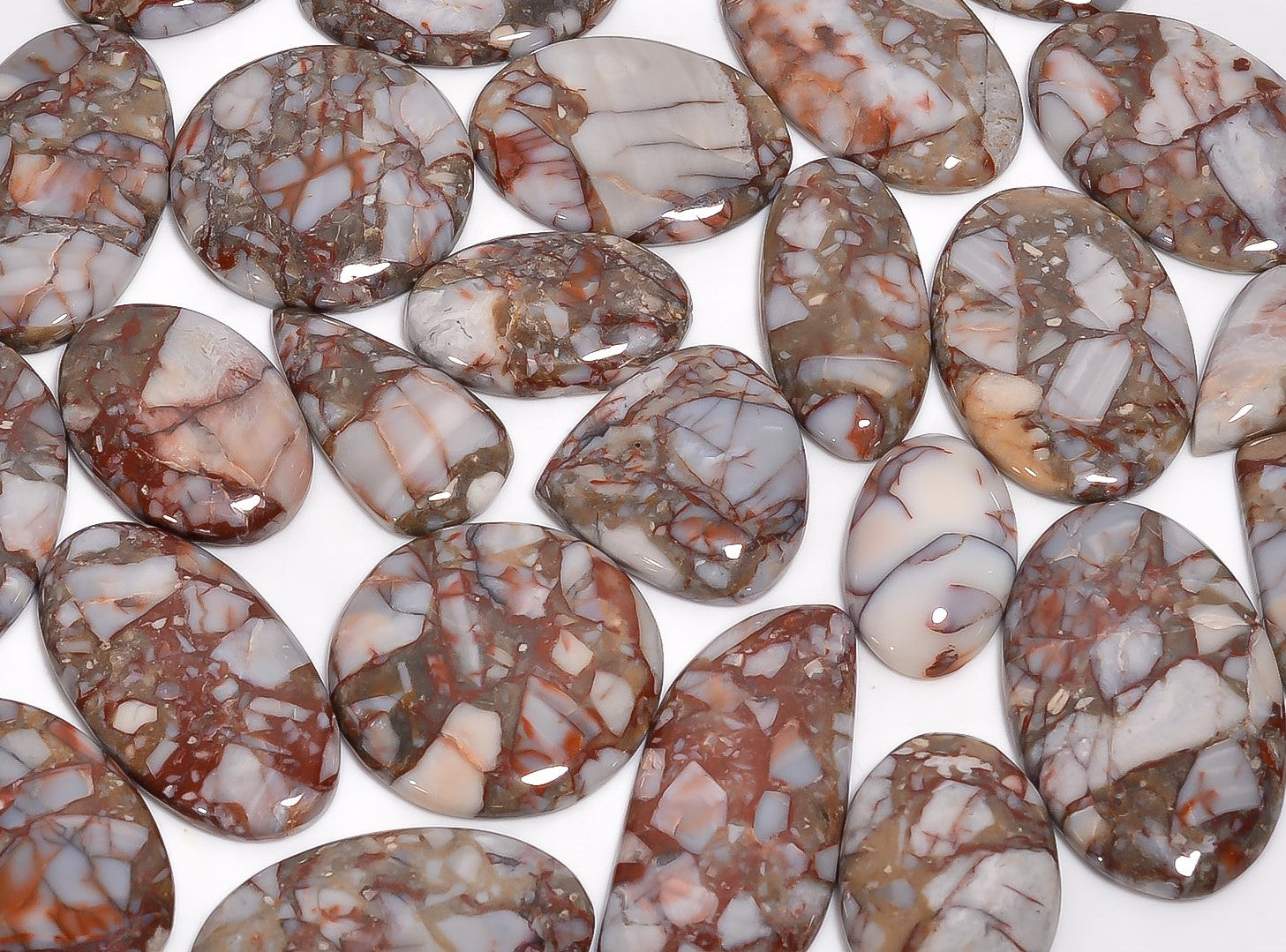 Natural Chert Breccia Cabochon Lot – Wholesale Gemstones for Jewelry Business
