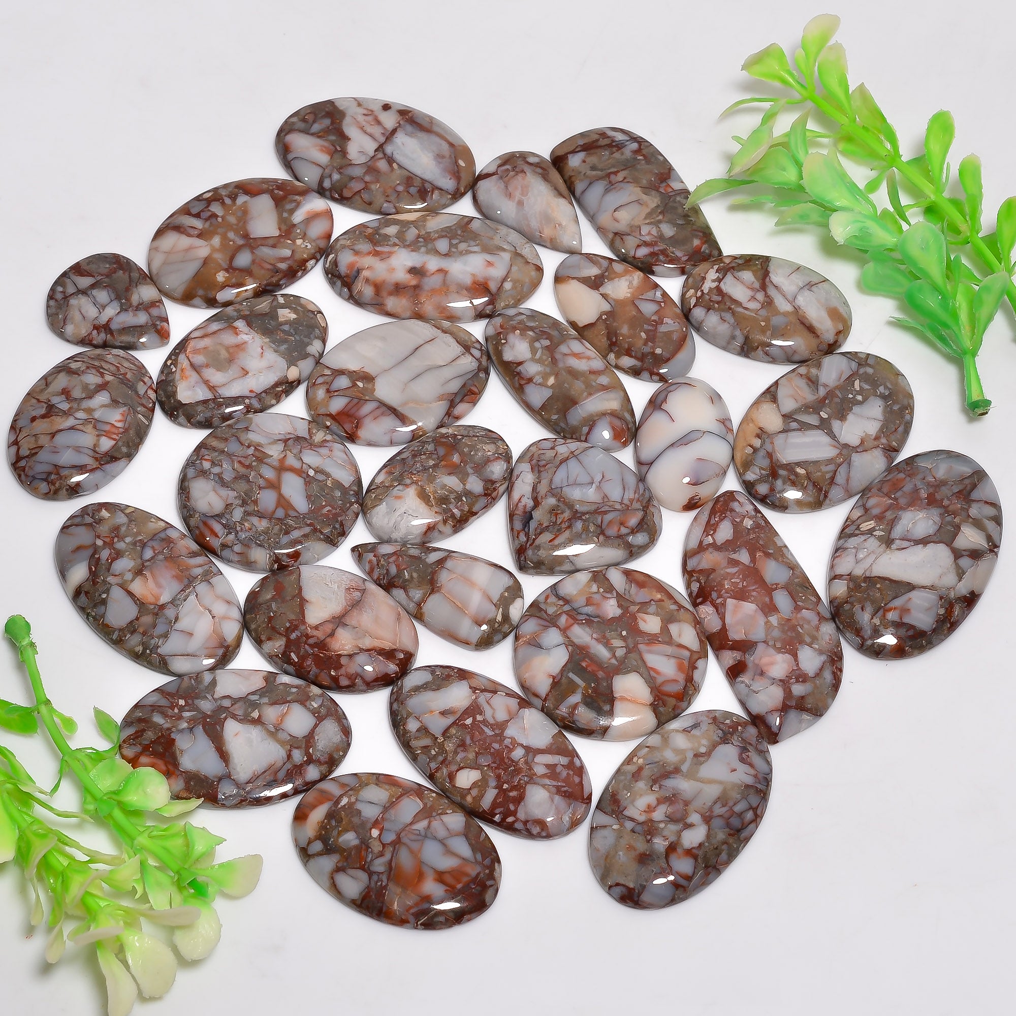 Natural Chert Breccia Cabochon Lot – Wholesale Gemstones for Jewelry Business