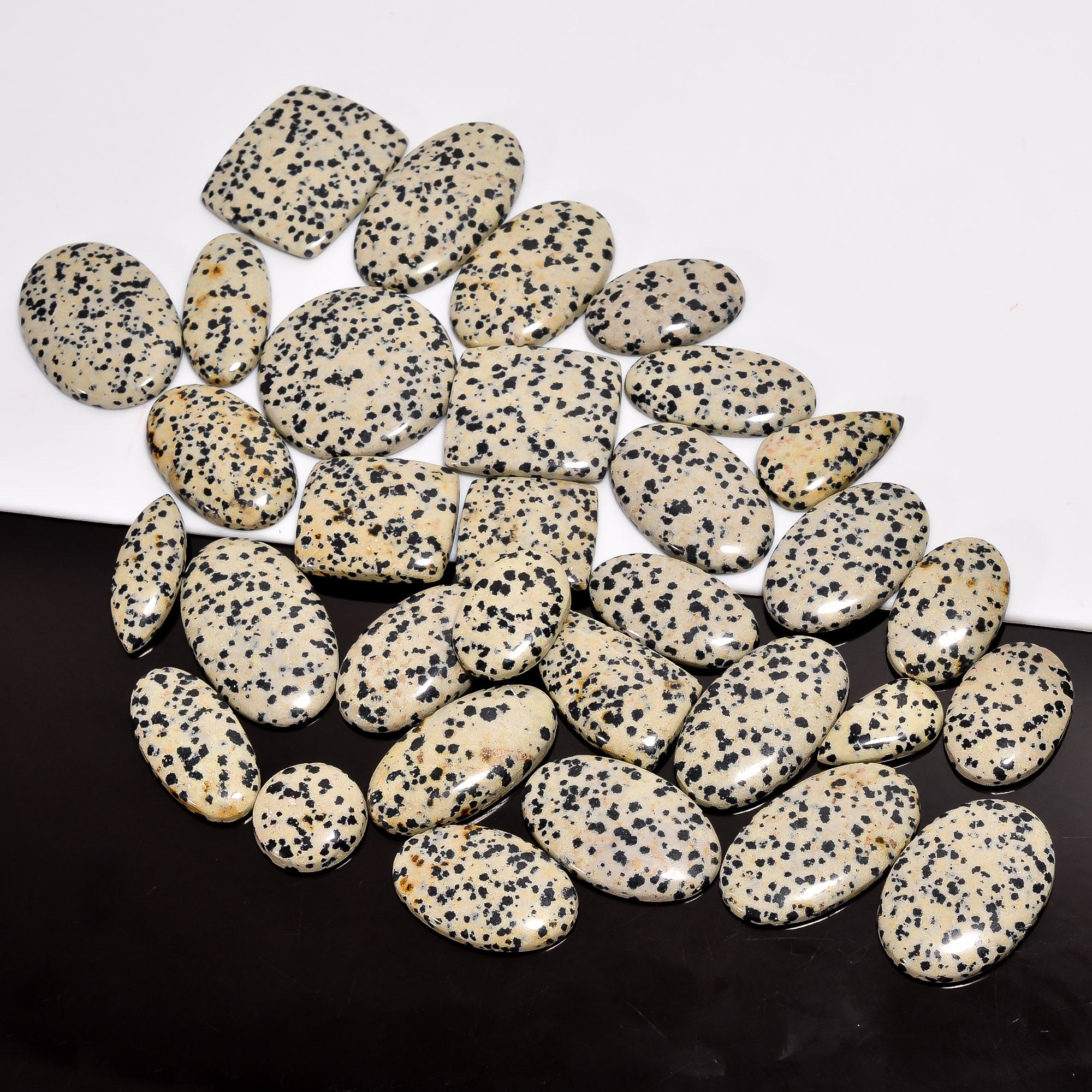 Natural Dalmation Jasper Cabochons in Bulk – Wholesale Gemstone Lot for Designers
