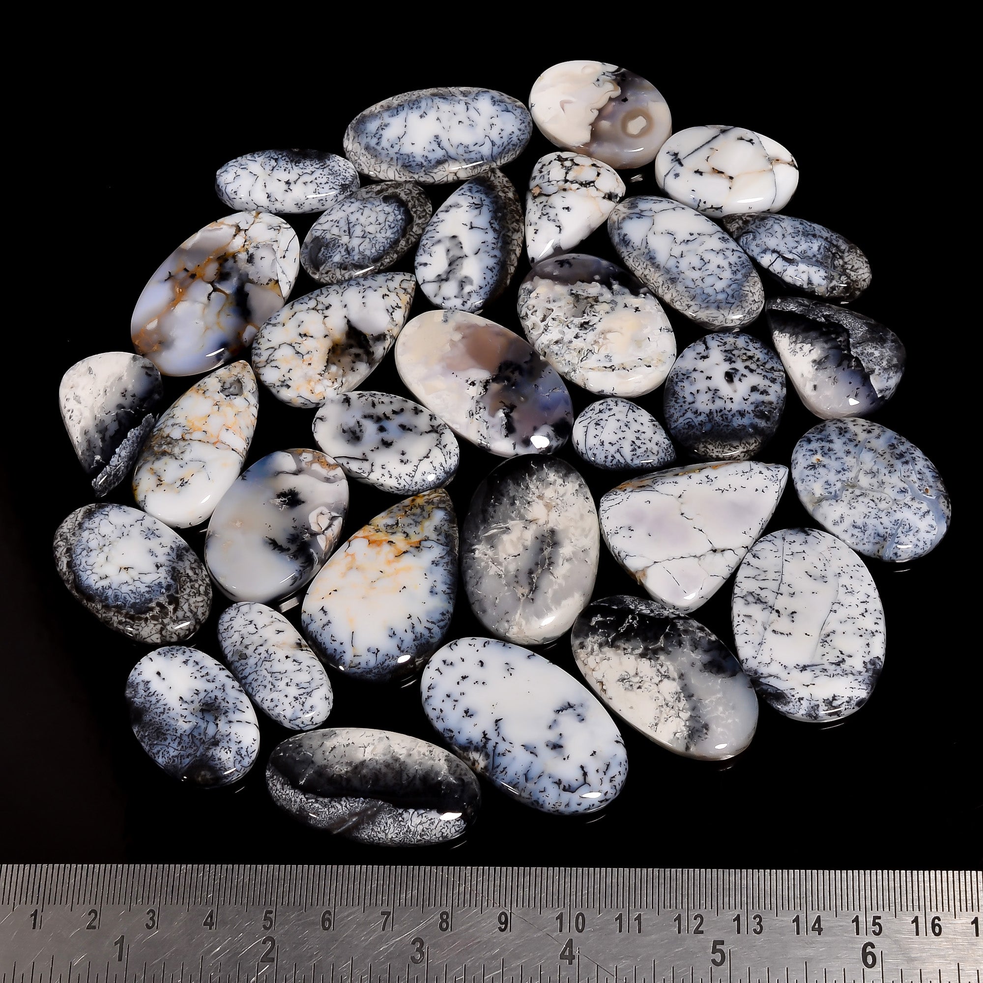 Wholesale Lot of Natural Dendritic Opal Lot Cabochons – Ideal for Rings & Pendants