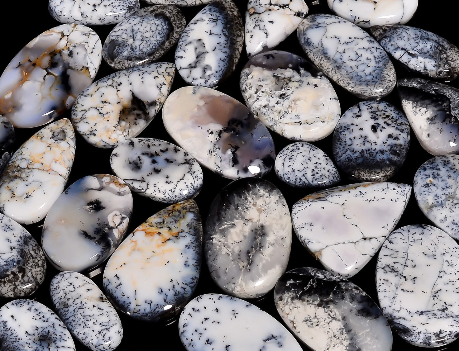 Wholesale Lot of Natural Dendritic Opal Lot Cabochons – Ideal for Rings & Pendants