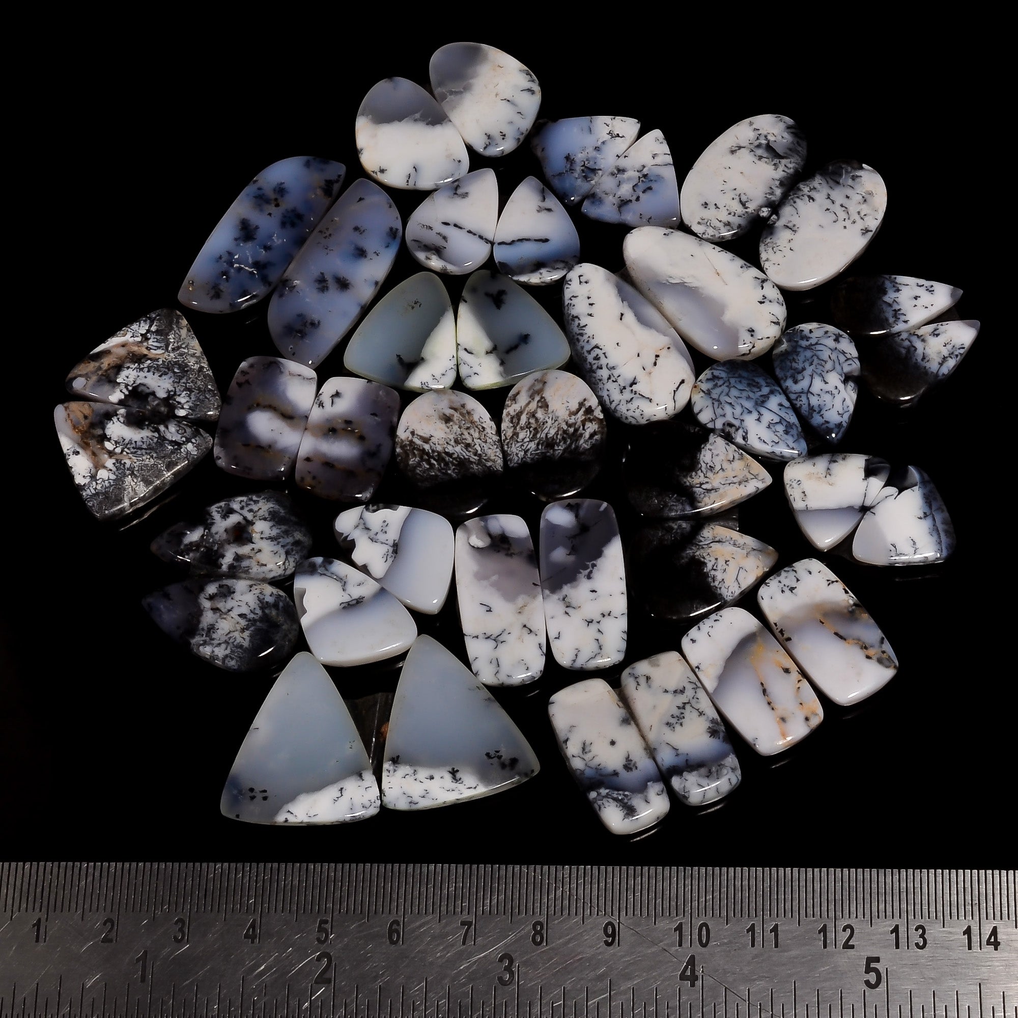 Natural Dendritic Opal Pair Cabochon Lot – Wholesale Gemstones for Jewelry Business