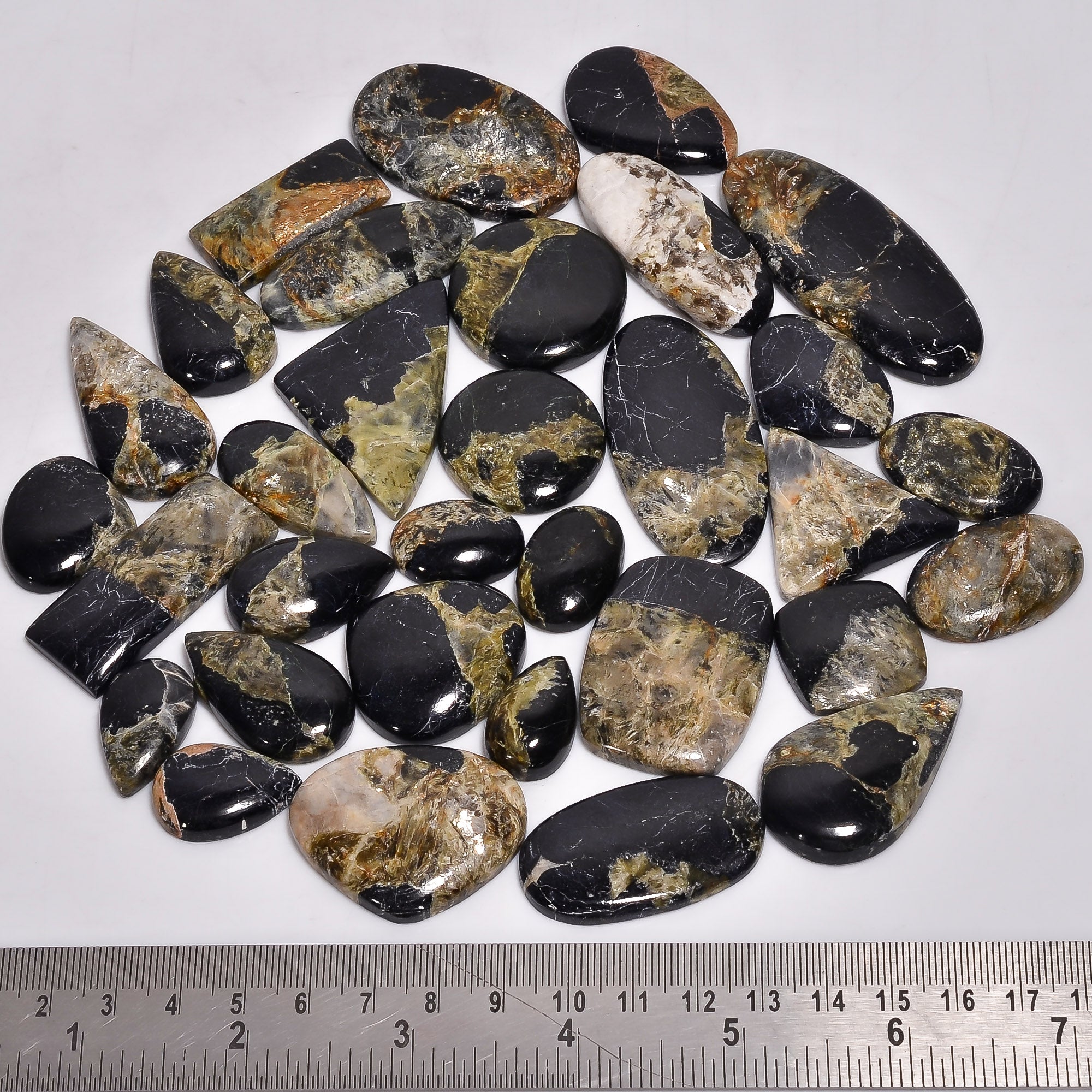 Natural Golden Serpentine Cabochons in Bulk – Wholesale Gemstone Lot for Designers