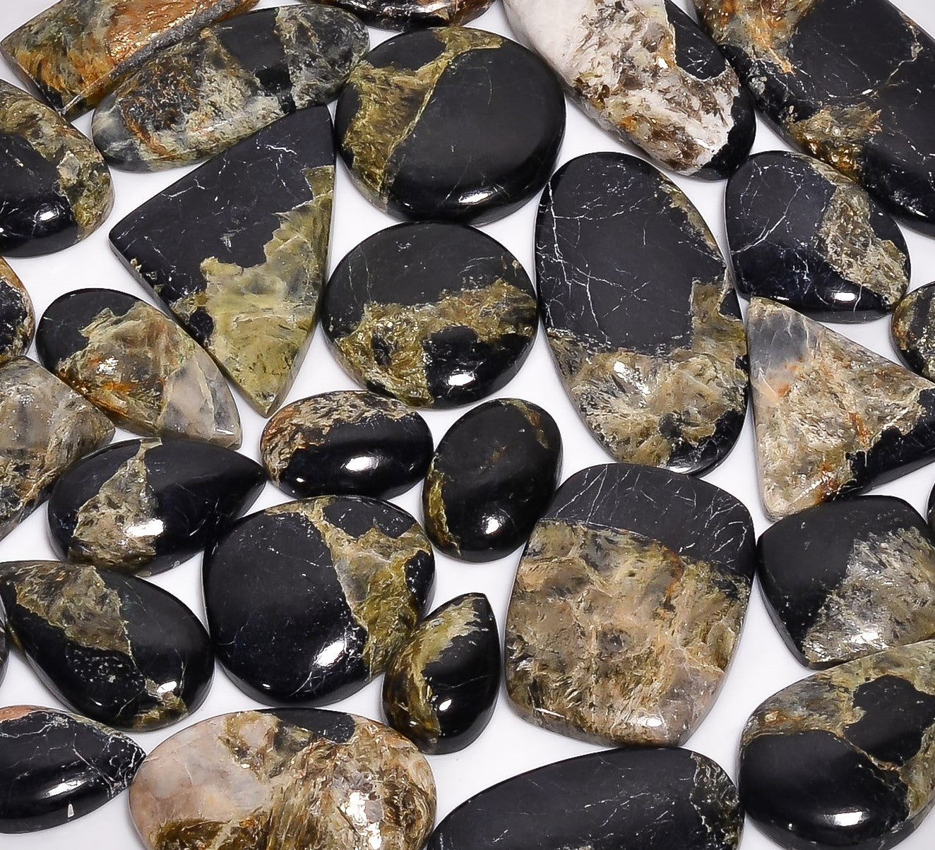 Natural Golden Serpentine Cabochons in Bulk – Wholesale Gemstone Lot for Designers