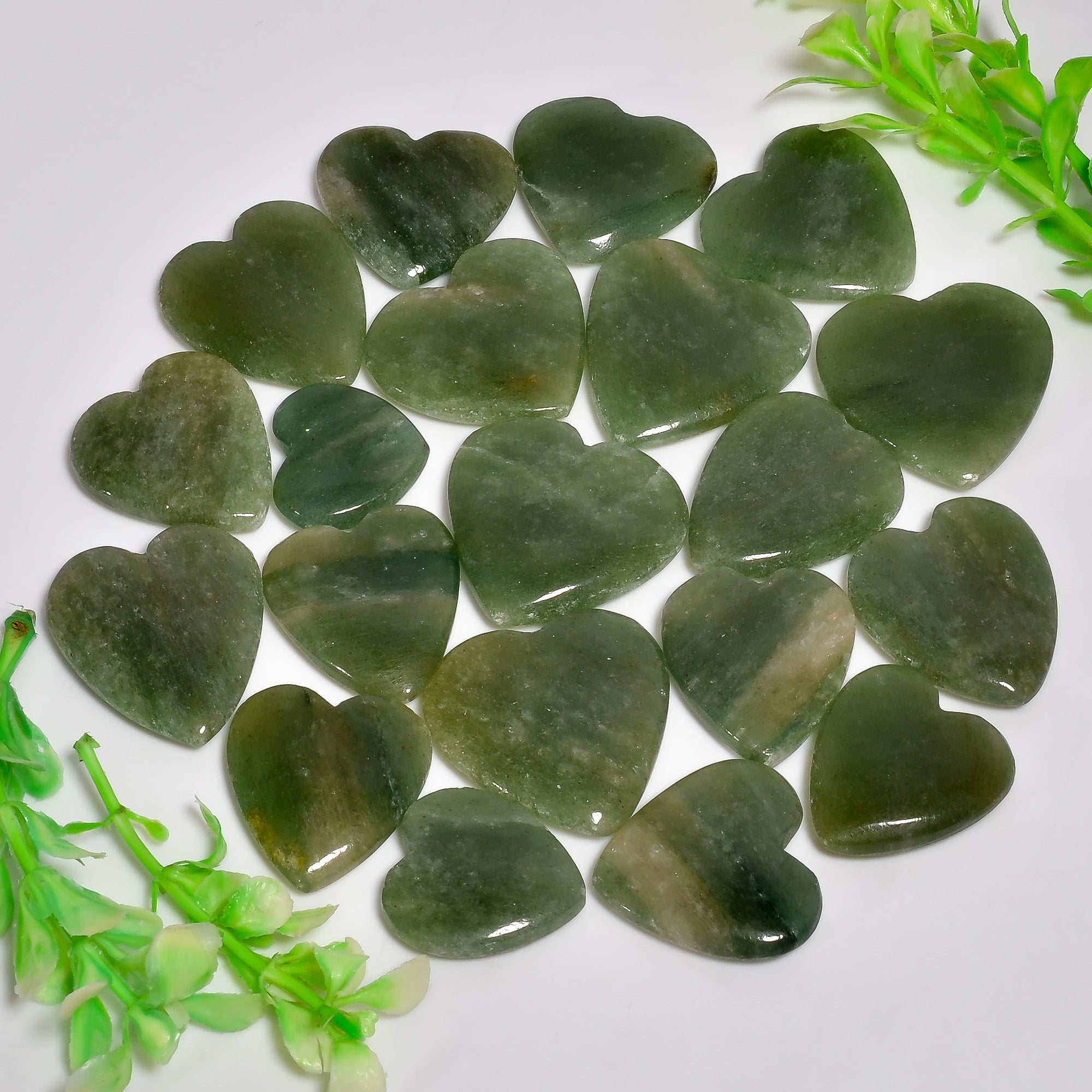 Bulk Wholesale Natural Green Aventurine Hearts Cabochons – Smooth Polished Gemstones