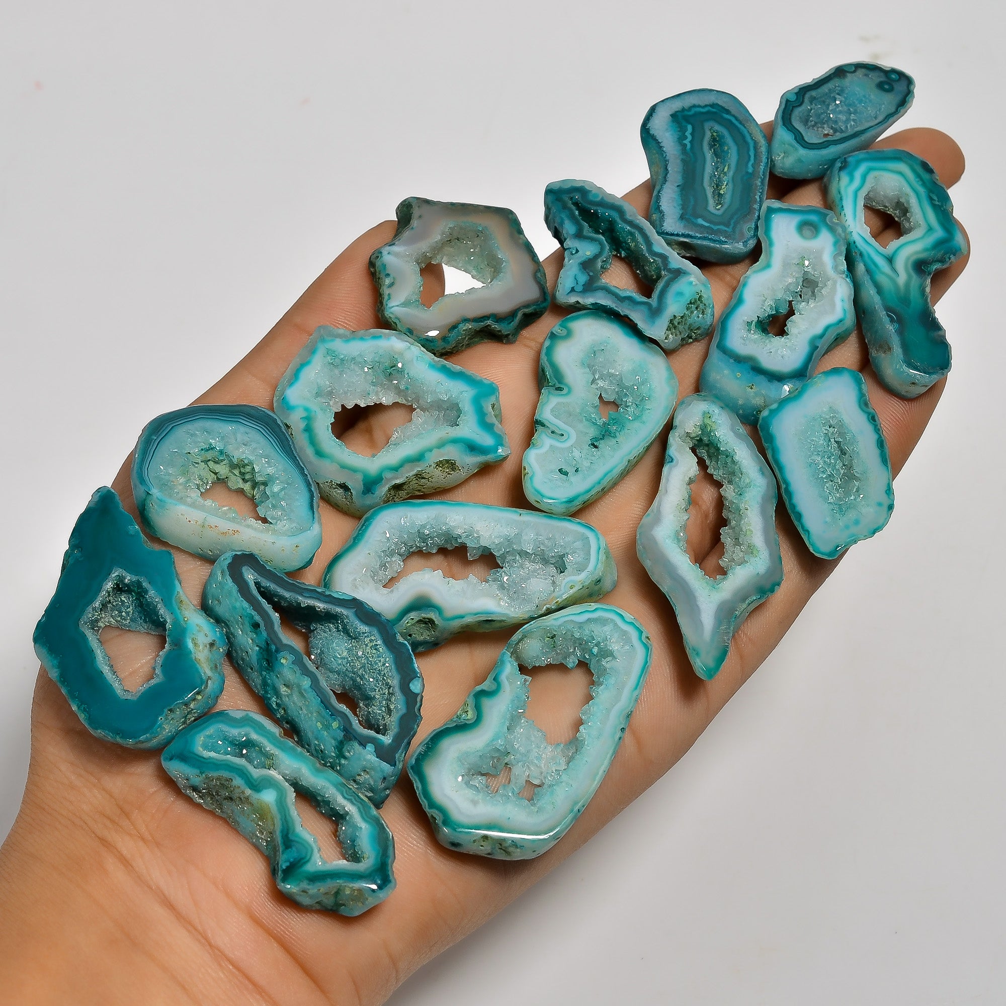 Wholesale Lot of Natural Green Agate Druzy Cabochons – Ideal for Rings & Pendants