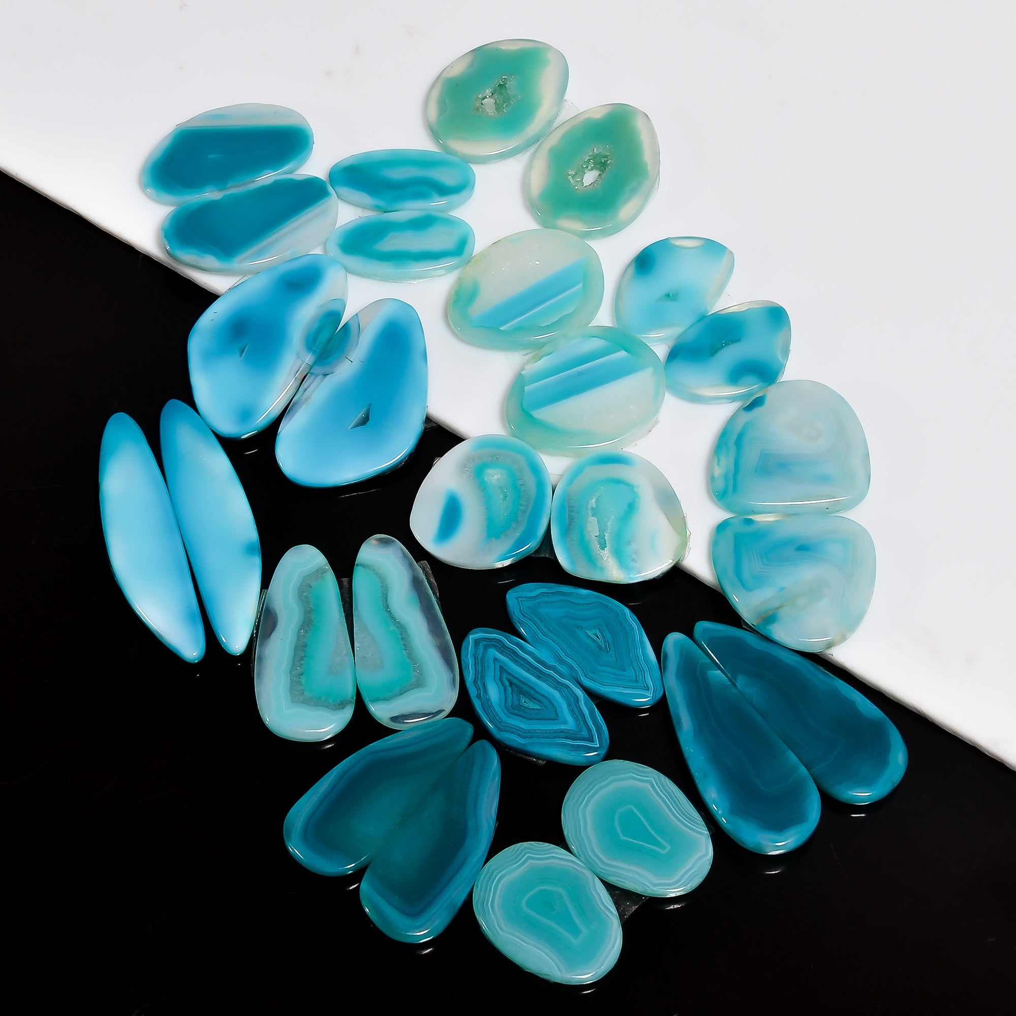 Wholesale Natural Green Botswana Agate Pairs Cabochons – Jewelry Supply Gemstone Lot