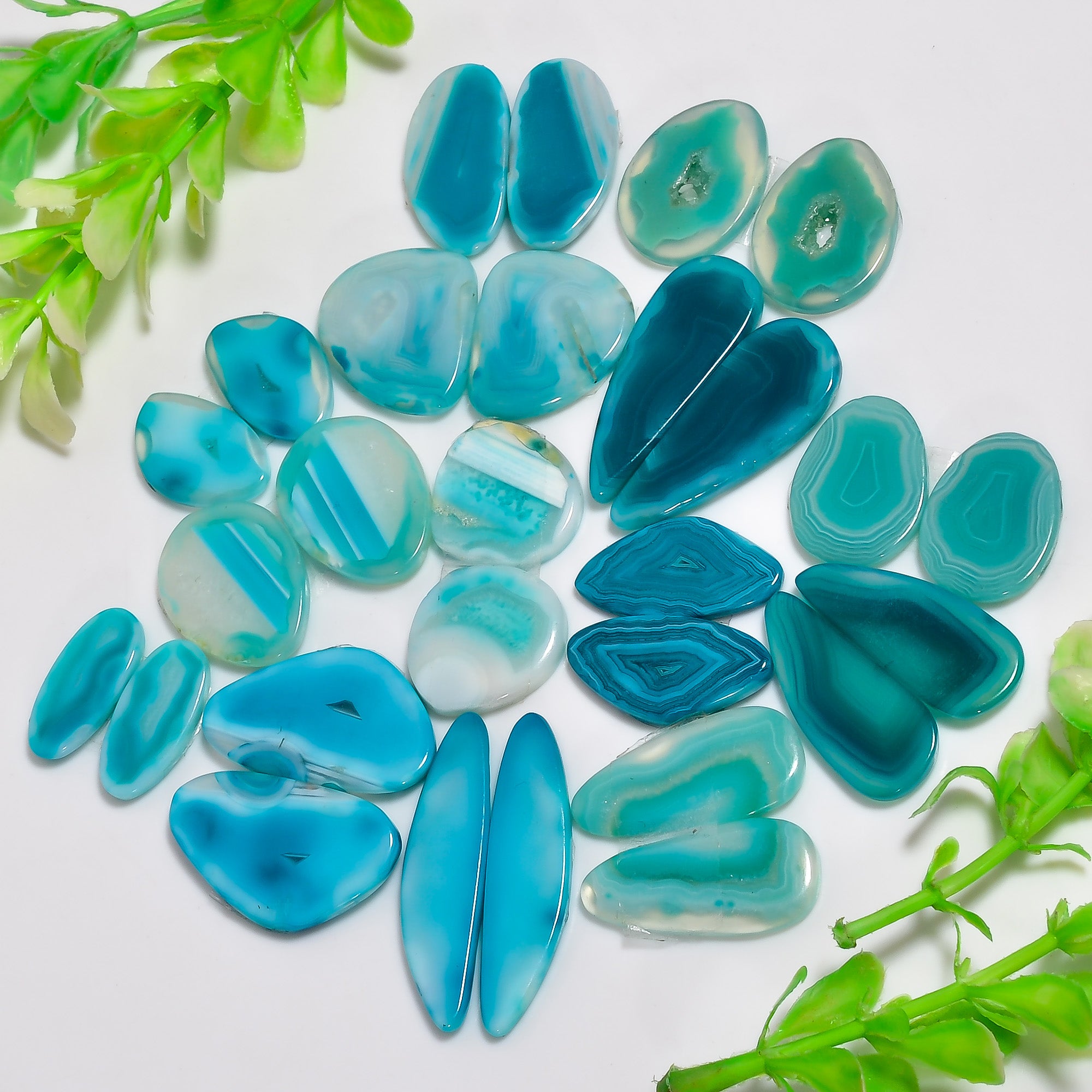 Wholesale Natural Green Botswana Agate Pairs Cabochons – Jewelry Supply Gemstone Lot