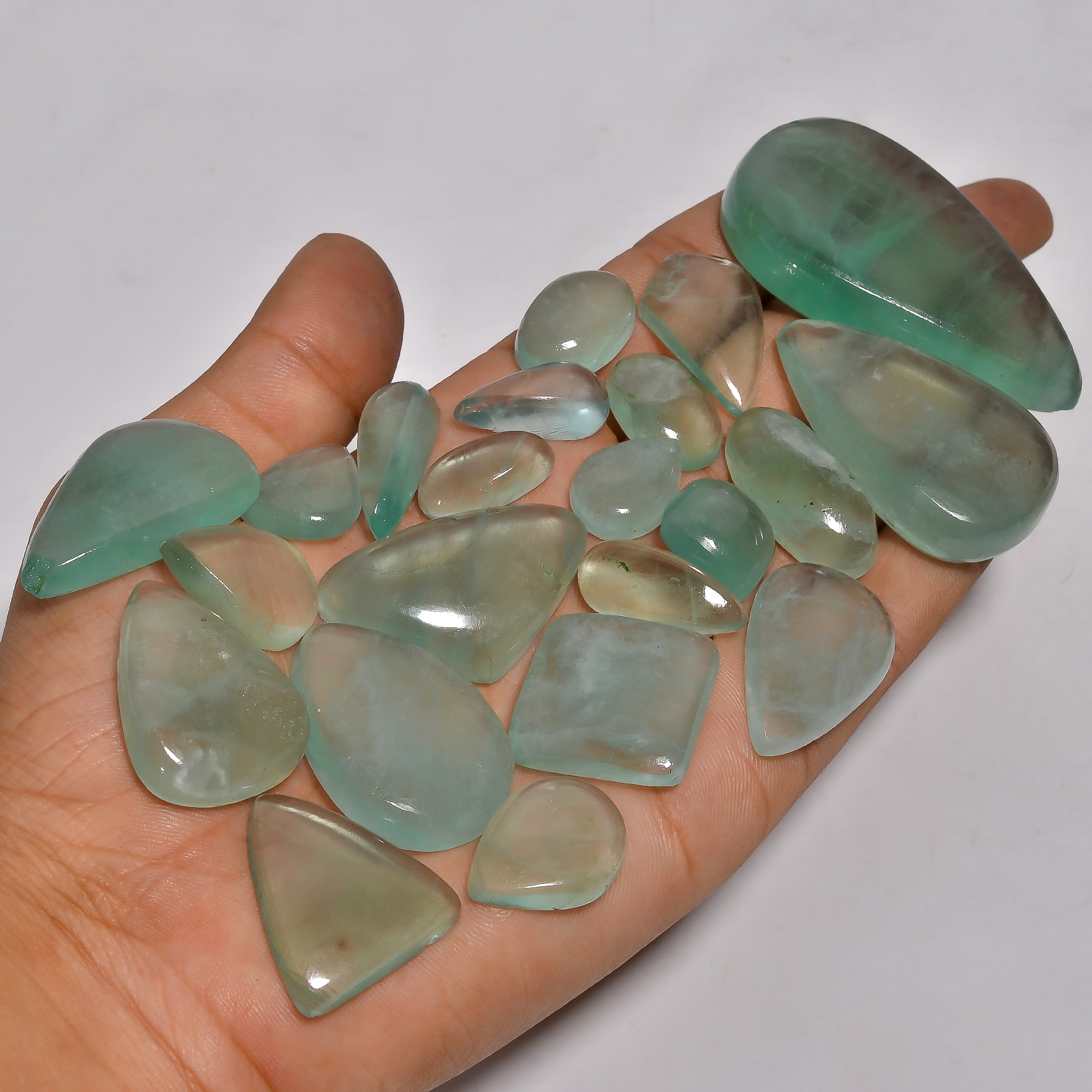 Natural Green Fluorite Cabochon Wholesale Lot – Perfect for Silver & Brass Jewelry