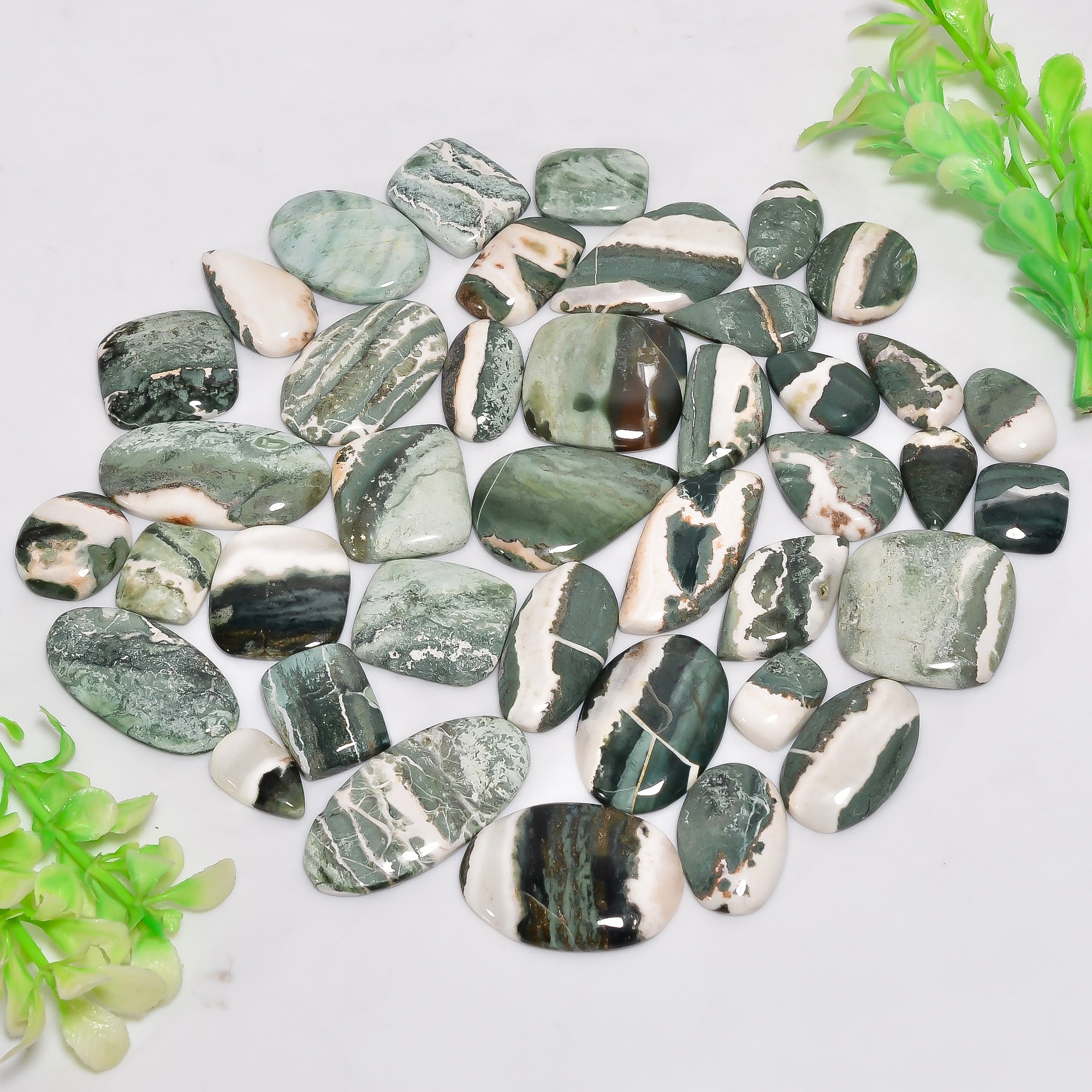 Natural Green Sardonyx Cabochons in Bulk – Wholesale Gemstone Lot for Designers