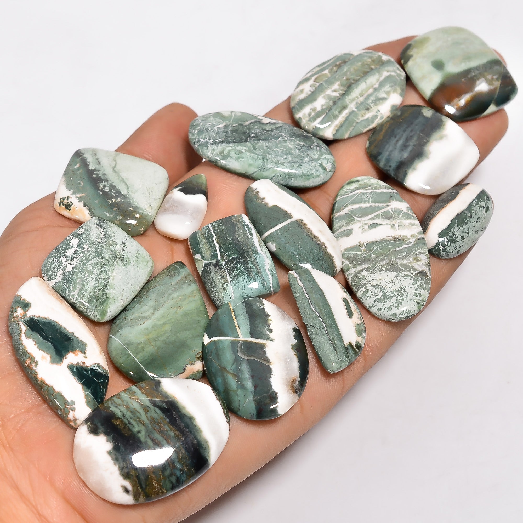 Natural Green Sardonyx Cabochons in Bulk – Wholesale Gemstone Lot for Designers