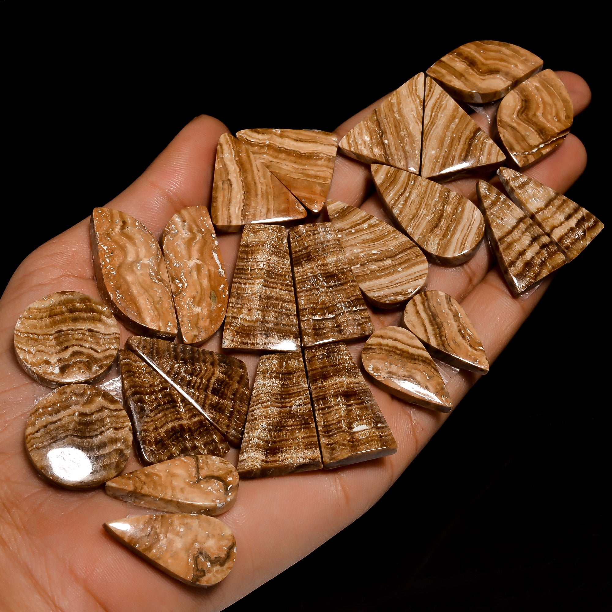 Bulk Wholesale Natural Honey Aragonite Pair Cabochons – Smooth Polished Gemstones