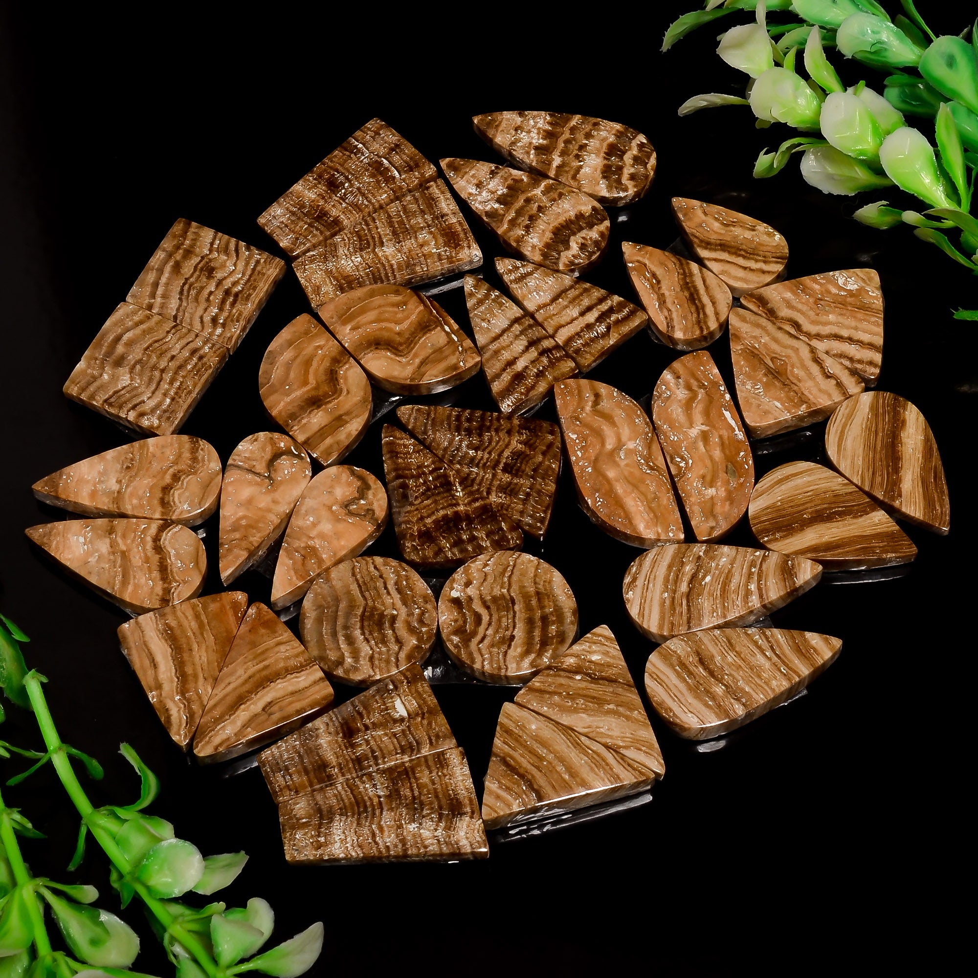 Bulk Wholesale Natural Honey Aragonite Pair Cabochons – Smooth Polished Gemstones