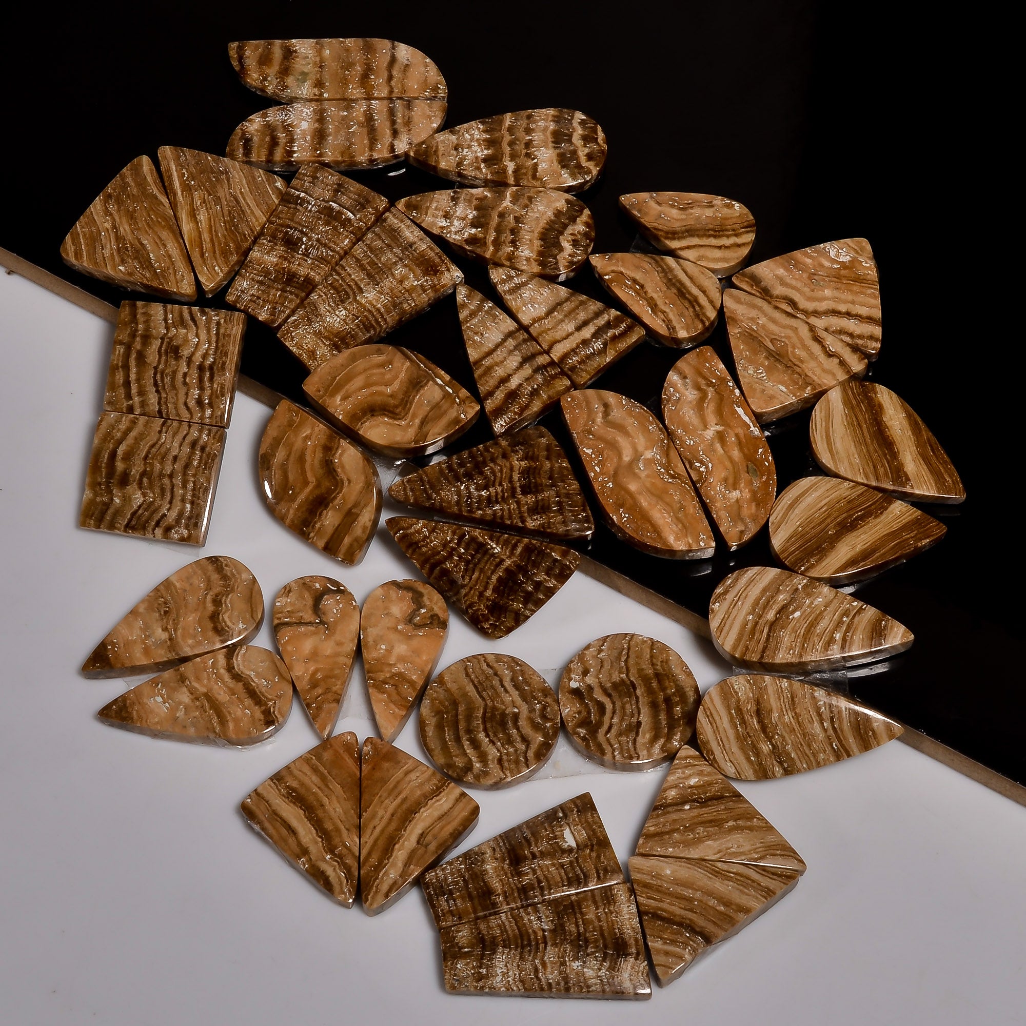 Bulk Wholesale Natural Honey Aragonite Pair Cabochons – Smooth Polished Gemstones