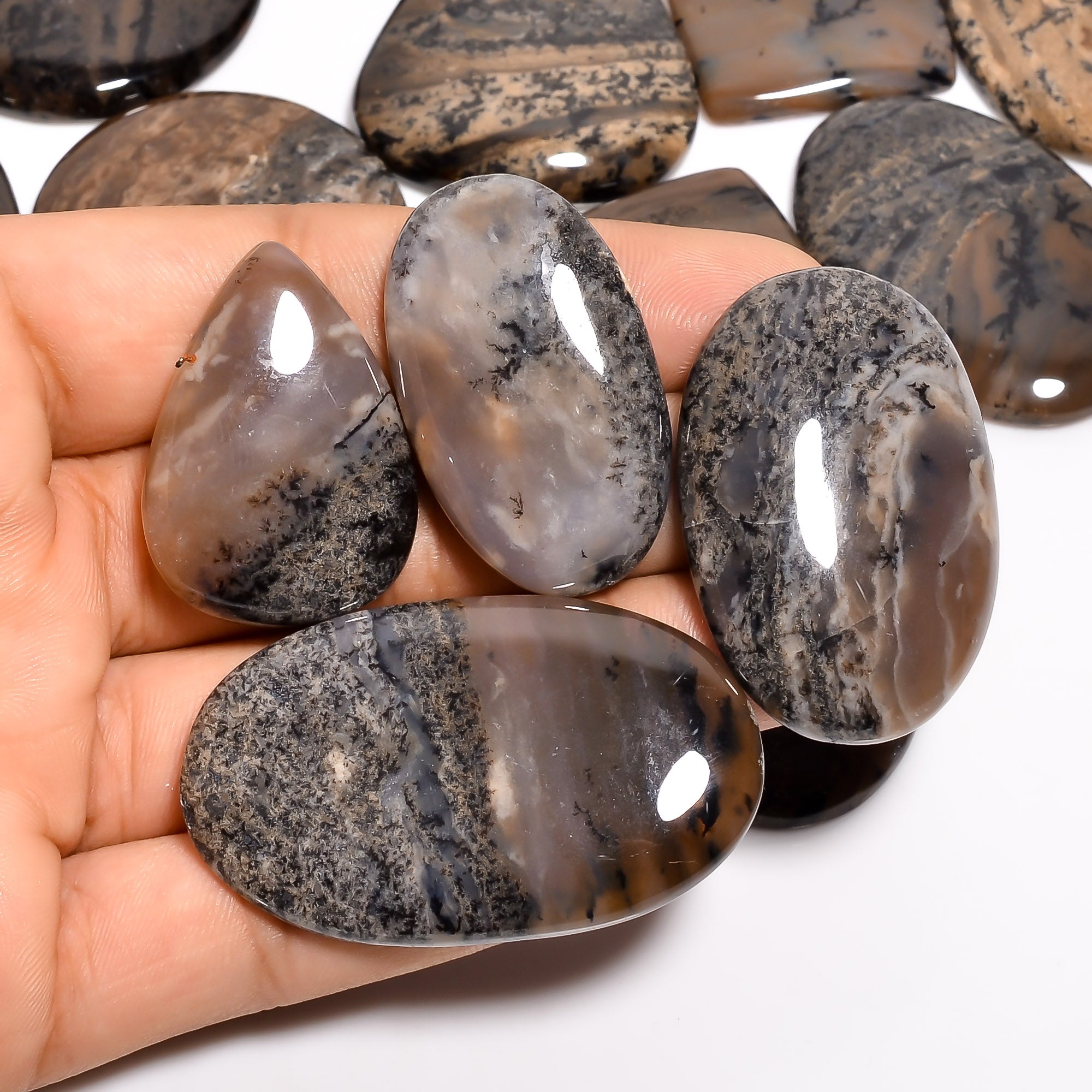 Wholesale Natural Honey Dendrite Cabochons lots – Jewelry Supply Gemstone Lot