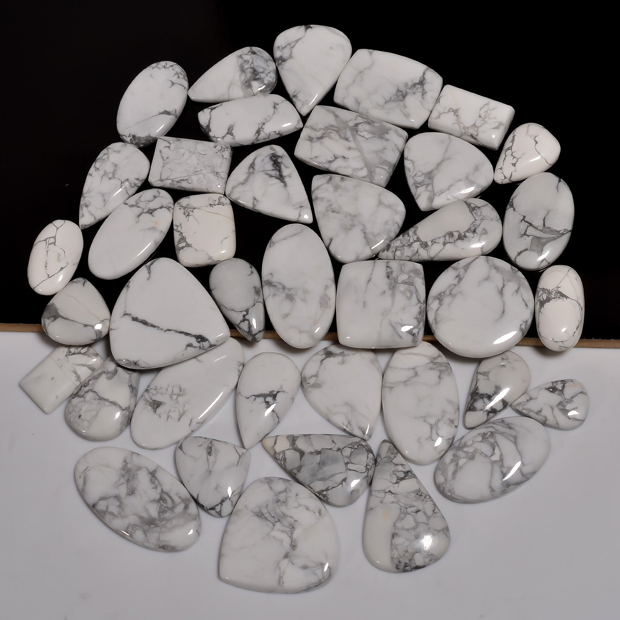 Natural Howlite Cabochon Gemstone Wholesale Lot – Perfect for Silver & Brass Jewelry