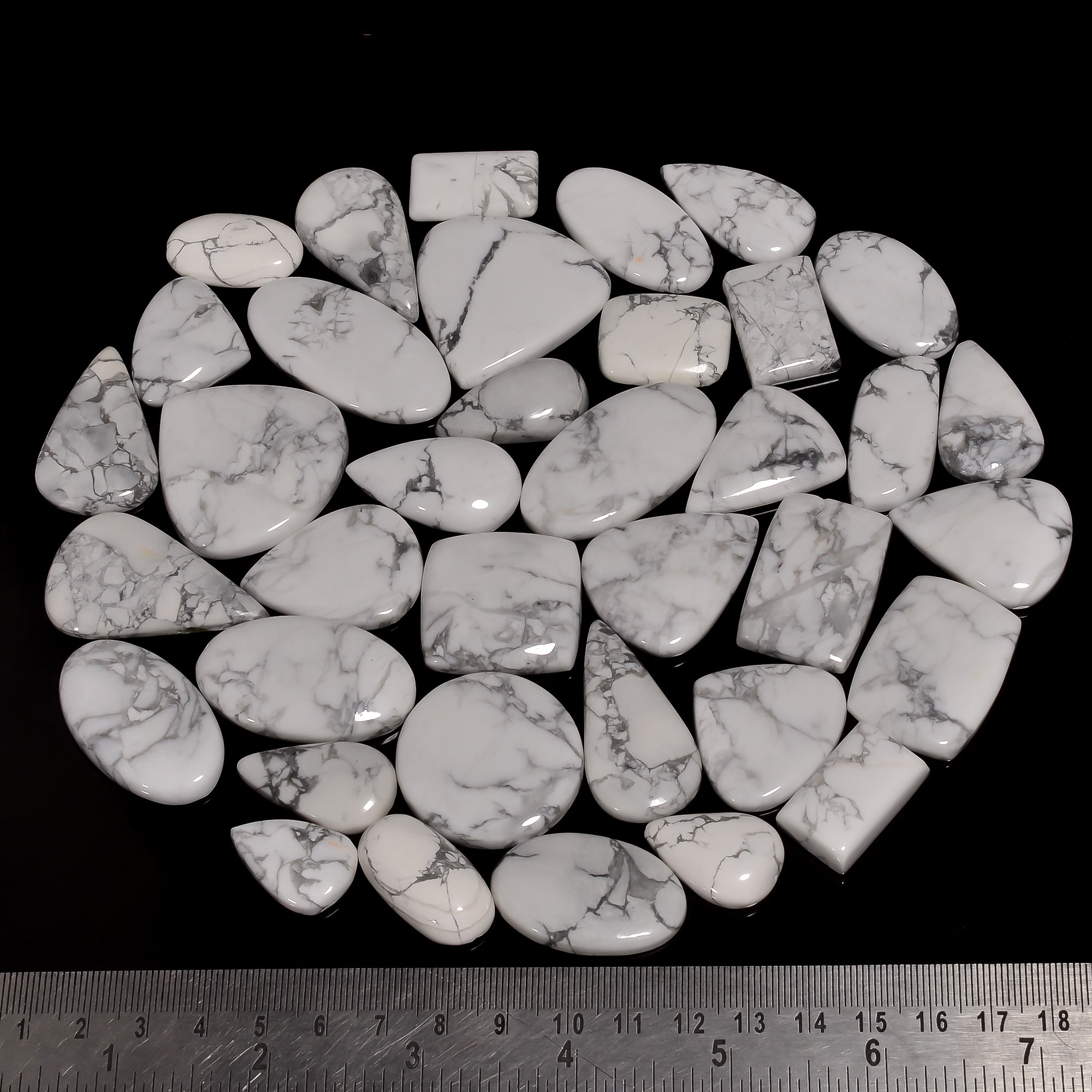 Natural Howlite Cabochon Gemstone Wholesale Lot – Perfect for Silver & Brass Jewelry