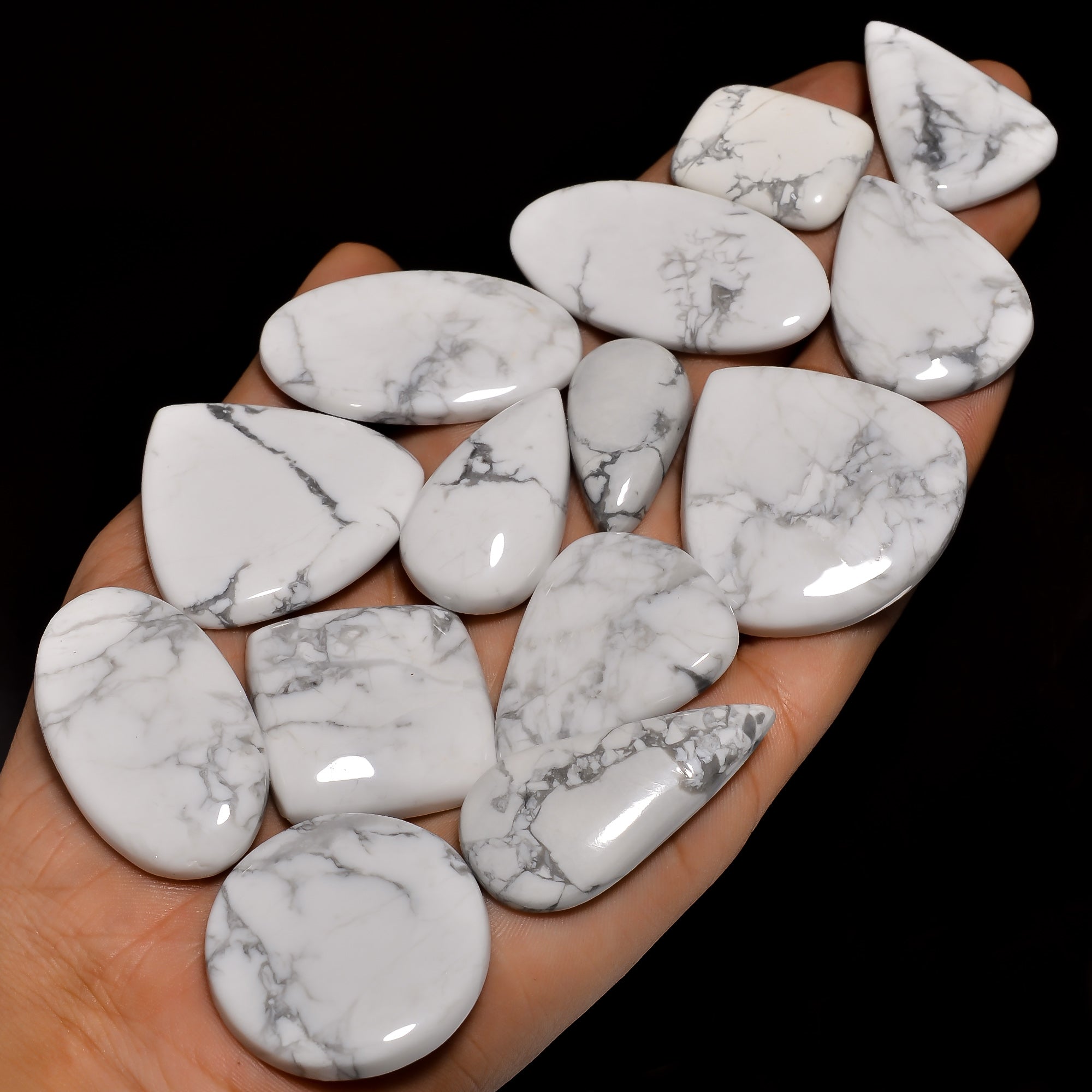 Natural Howlite Cabochon Gemstone Wholesale Lot – Perfect for Silver & Brass Jewelry