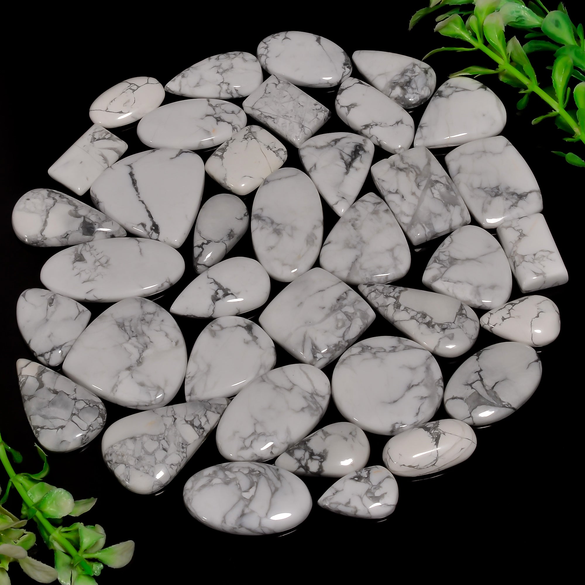 Natural Howlite Cabochon Gemstone Wholesale Lot – Perfect for Silver & Brass Jewelry