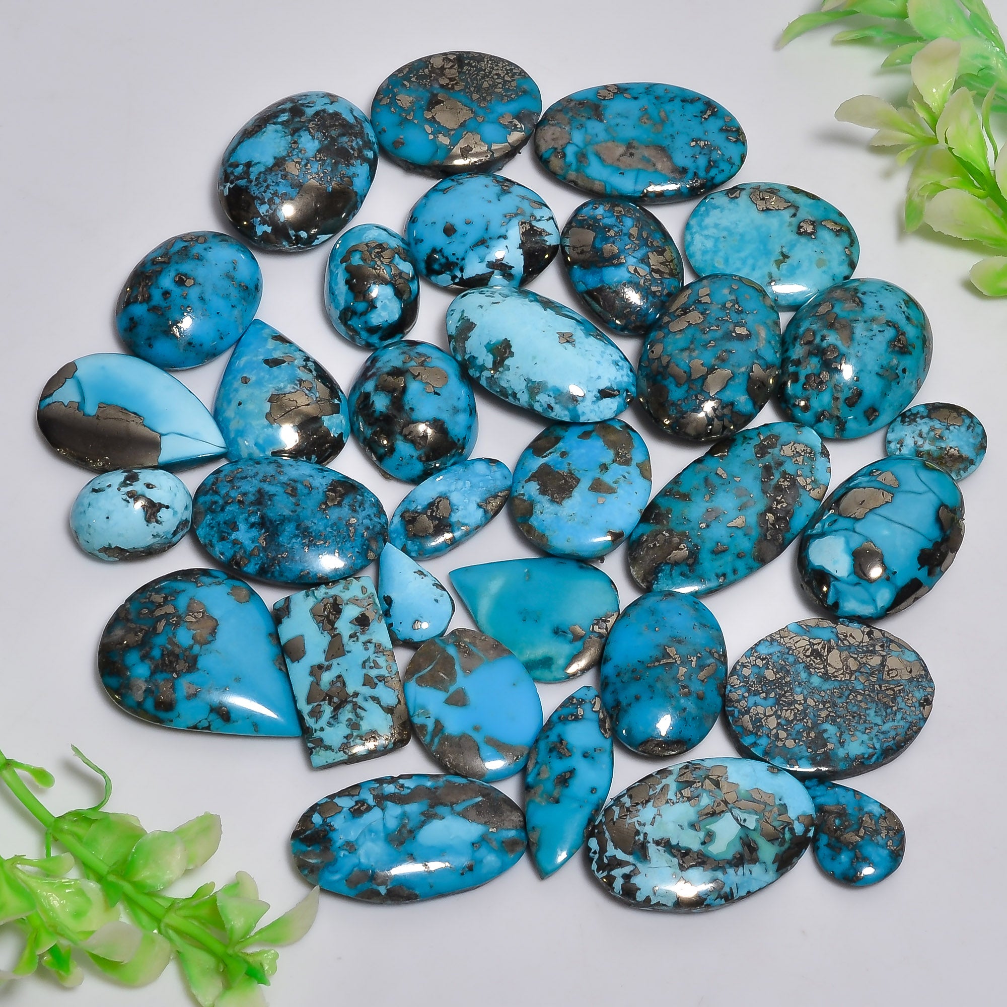 Bulk Natural Irani Turquoise Cabochon Gemstone Lot – Wholesale Jewelry Supplies