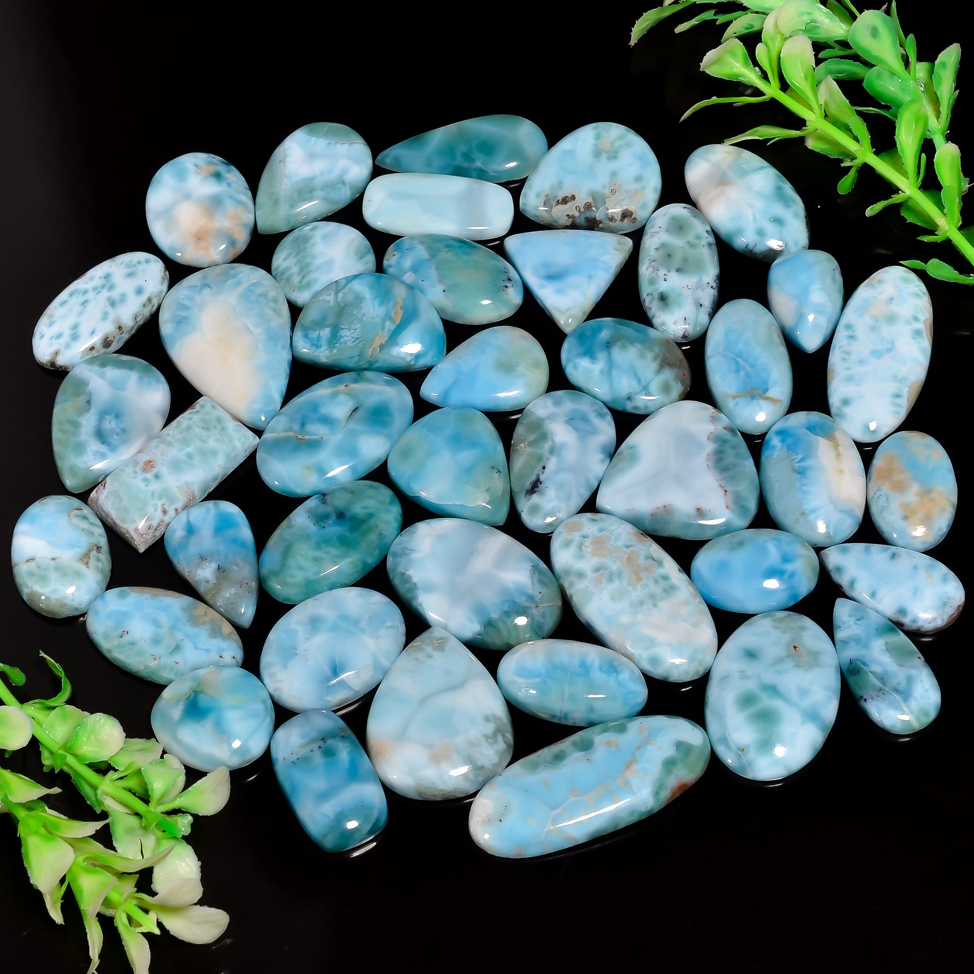 Natural Larimar Cabochons Gemstone lot available – Handpicked Gemstones for Designers
