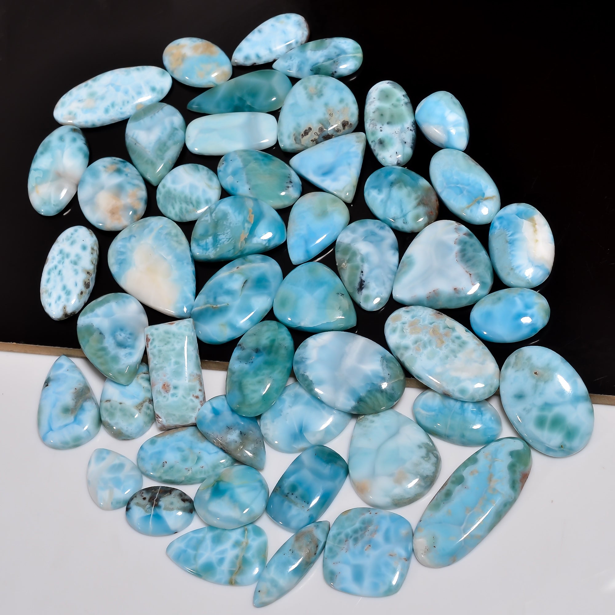 Natural Larimar Cabochons Gemstone lot available – Handpicked Gemstones for Designers