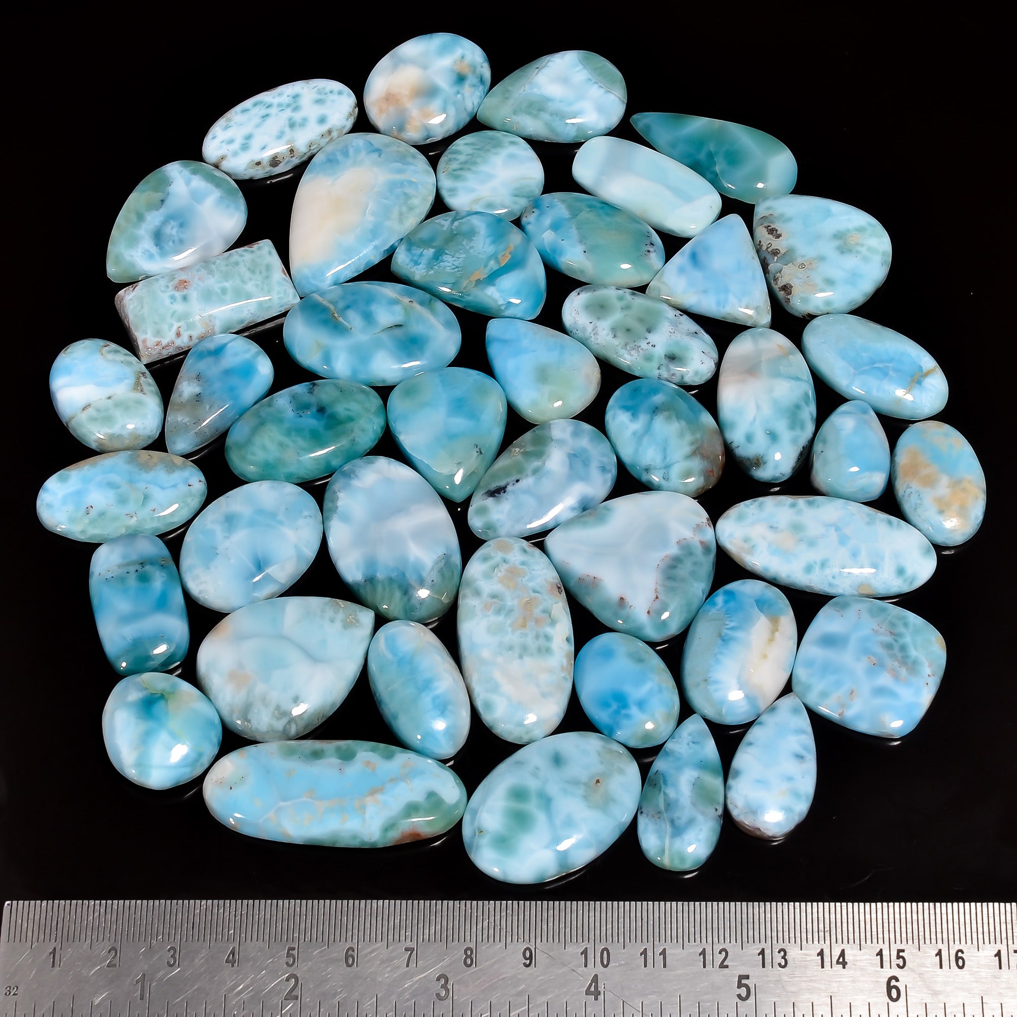 Natural Larimar Cabochons Gemstone lot available – Handpicked Gemstones for Designers