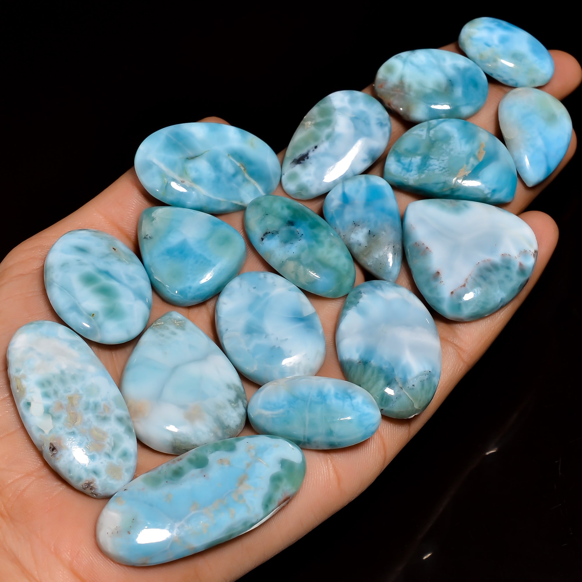 Natural Larimar Cabochons Gemstone lot available – Handpicked Gemstones for Designers