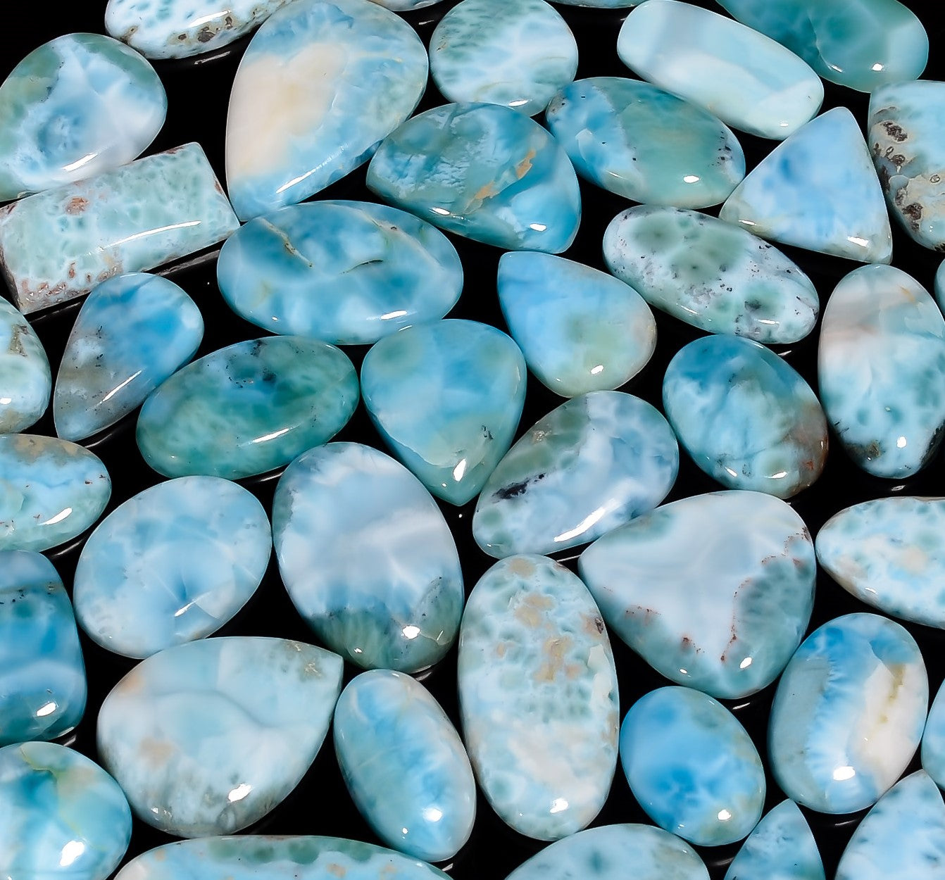 Natural Larimar Cabochons Gemstone lot available – Handpicked Gemstones for Designers