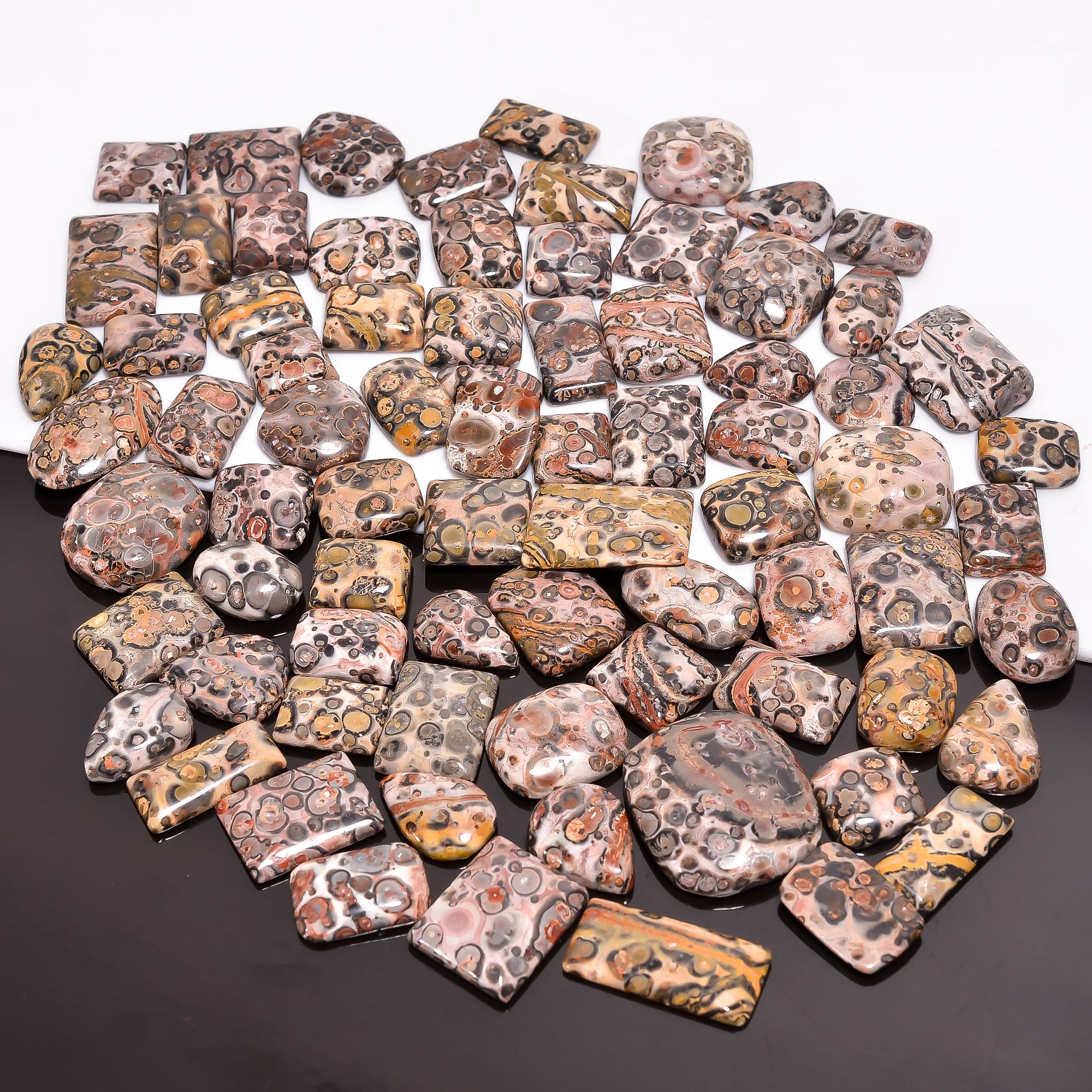 Bulk Natural Leopard Skin Jasper New Cabochon Gemstone Lot – Wholesale Jewelry Supplies