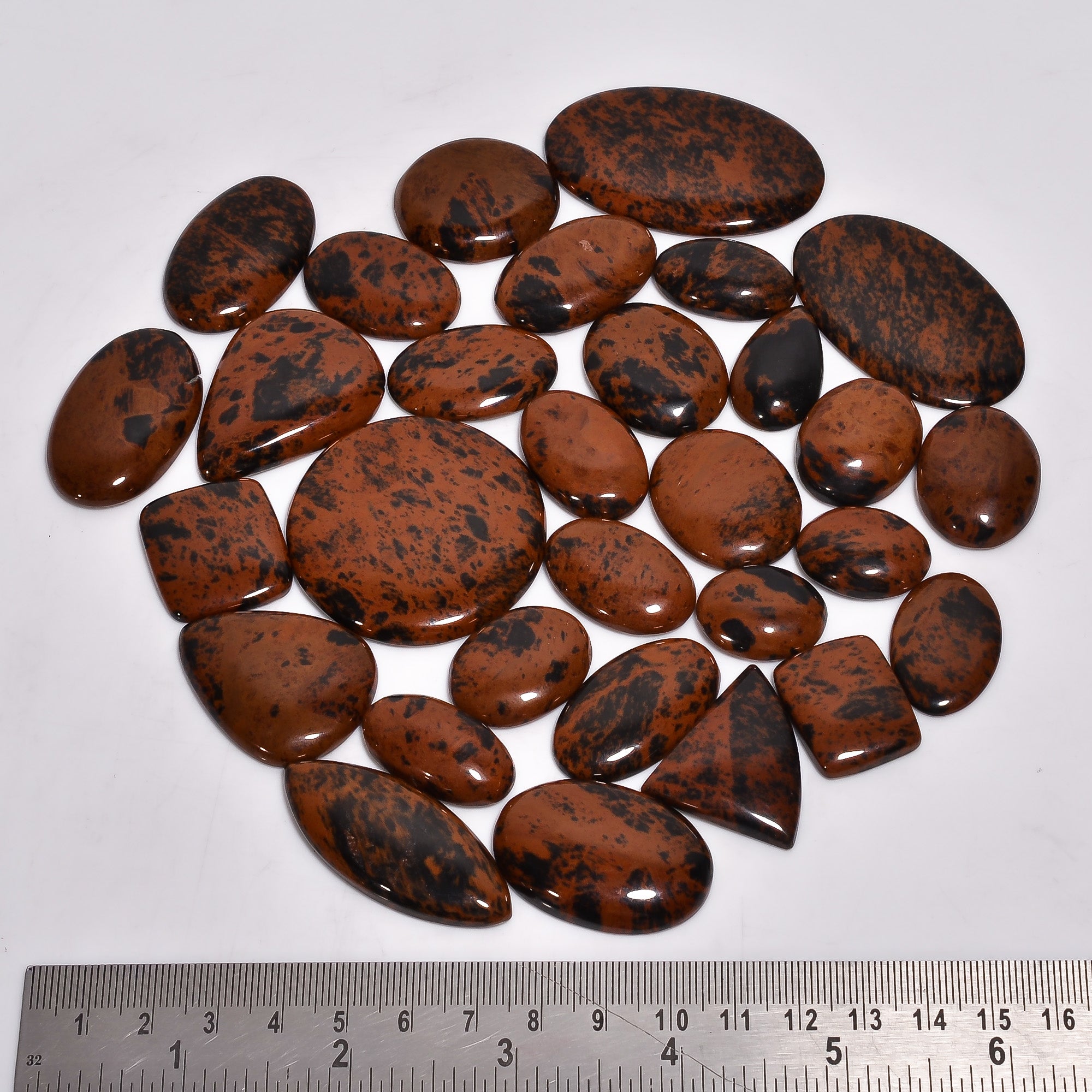Natural Mahogany Obsidian Lot Cabochons – Bulk Gemstone Lot for Jewelry Designers