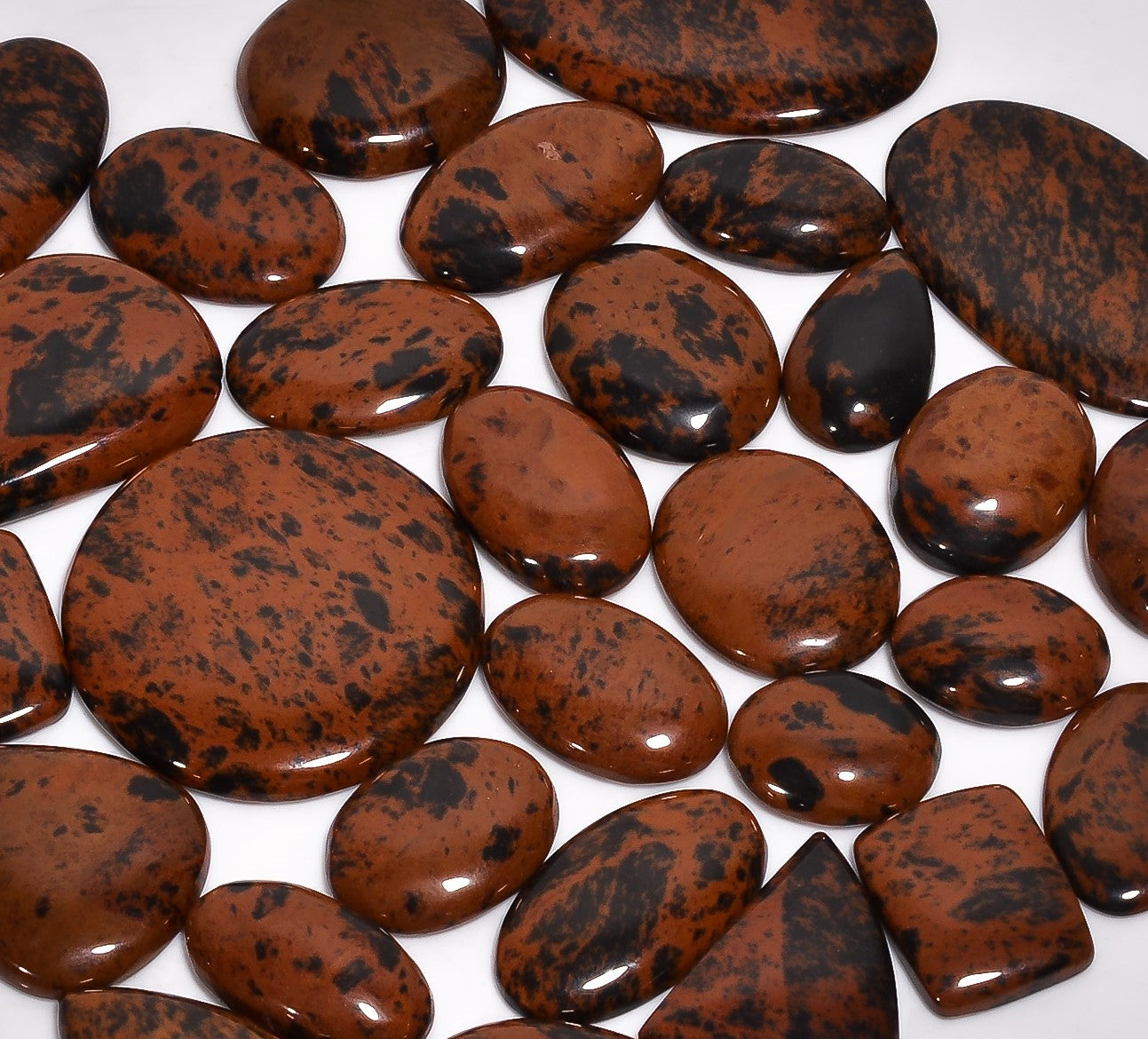 Natural Mahogany Obsidian Lot Cabochons – Bulk Gemstone Lot for Jewelry Designers
