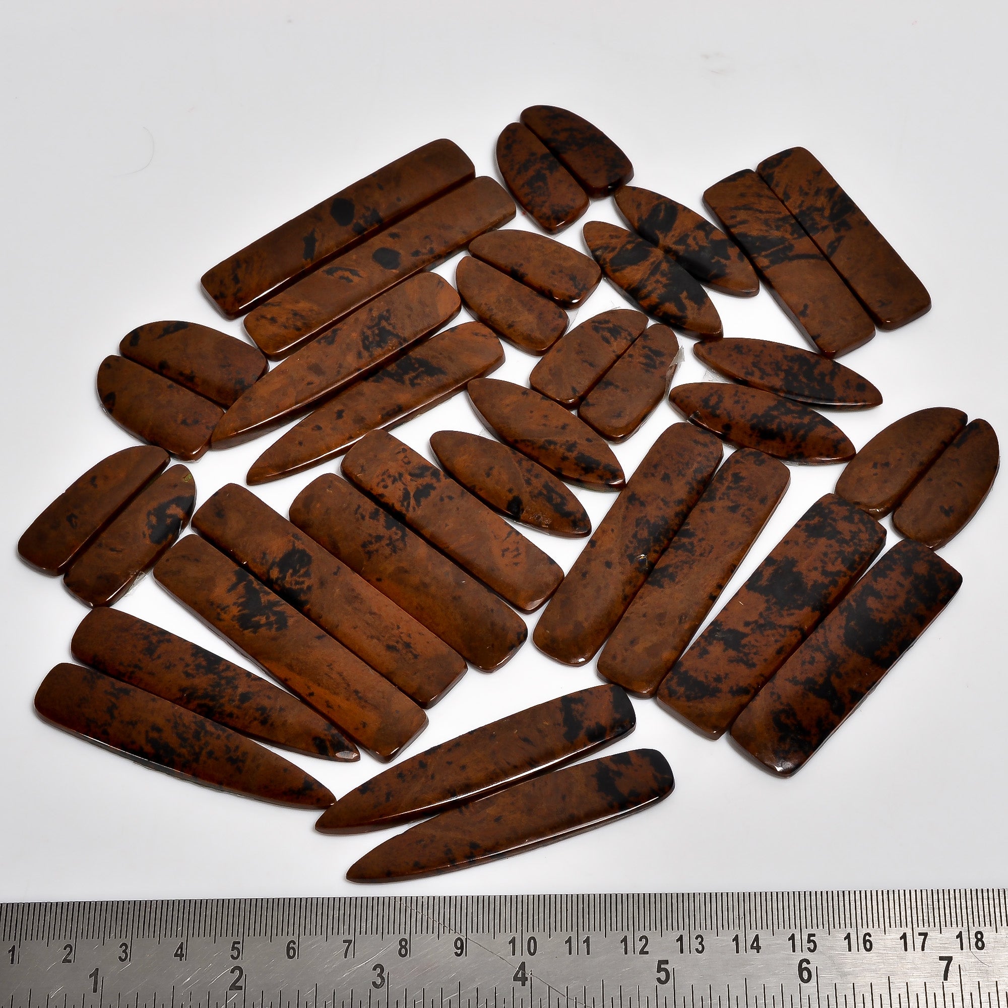 Natural Mahogany Obsidian Pair Lot Cabochons – Bulk Gemstone Lot for Jewelry Designers