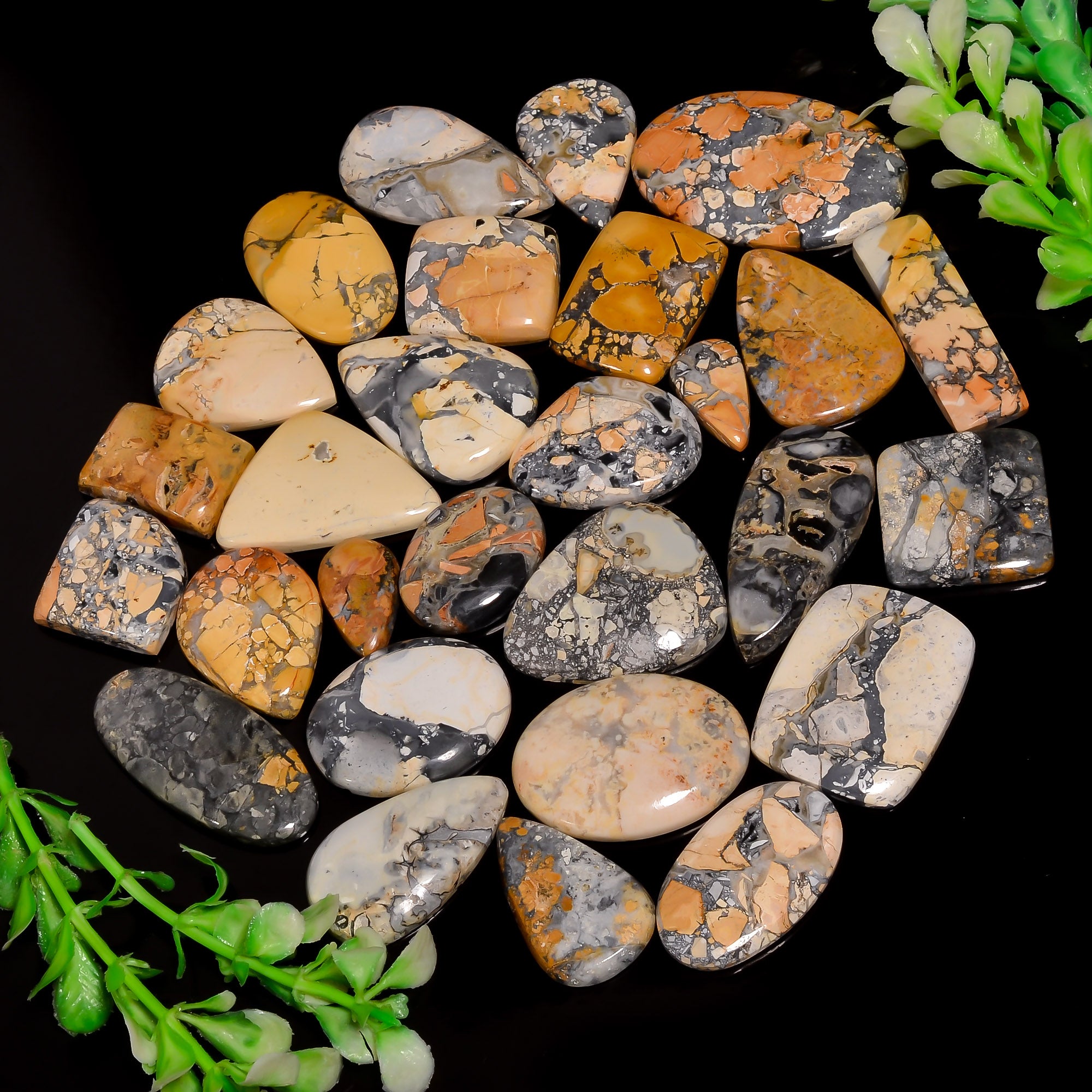 Artisan Jewelry Supply – Natural Maligano Jasper Cabochons in Wholesale Quantity