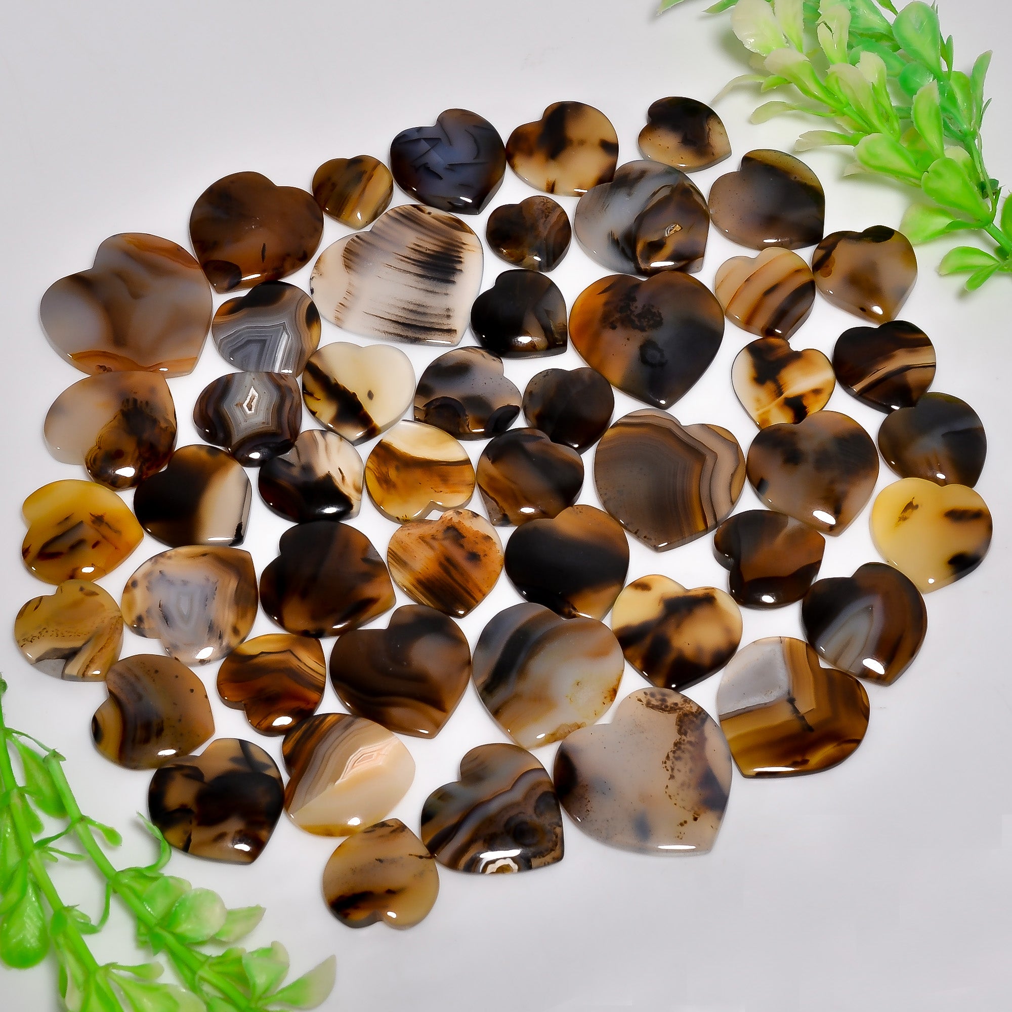 Wholesale Parcel of Natural Montana Agate Heart – Polished Cabochon Gemstones for Craft