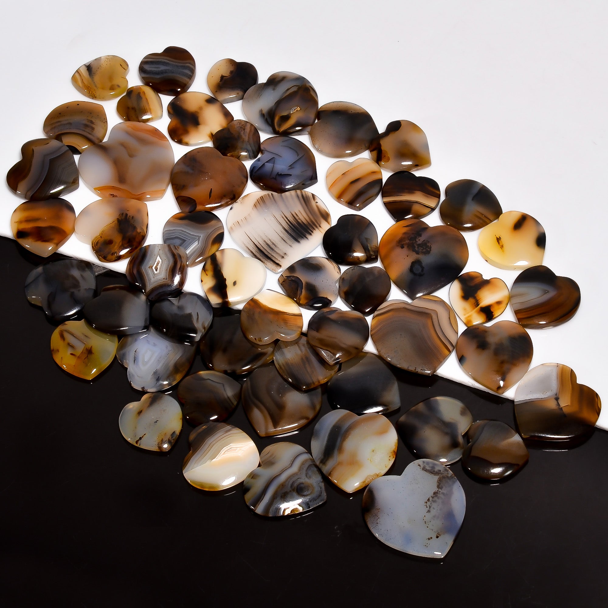 Wholesale Parcel of Natural Montana Agate Heart – Polished Cabochon Gemstones for Craft